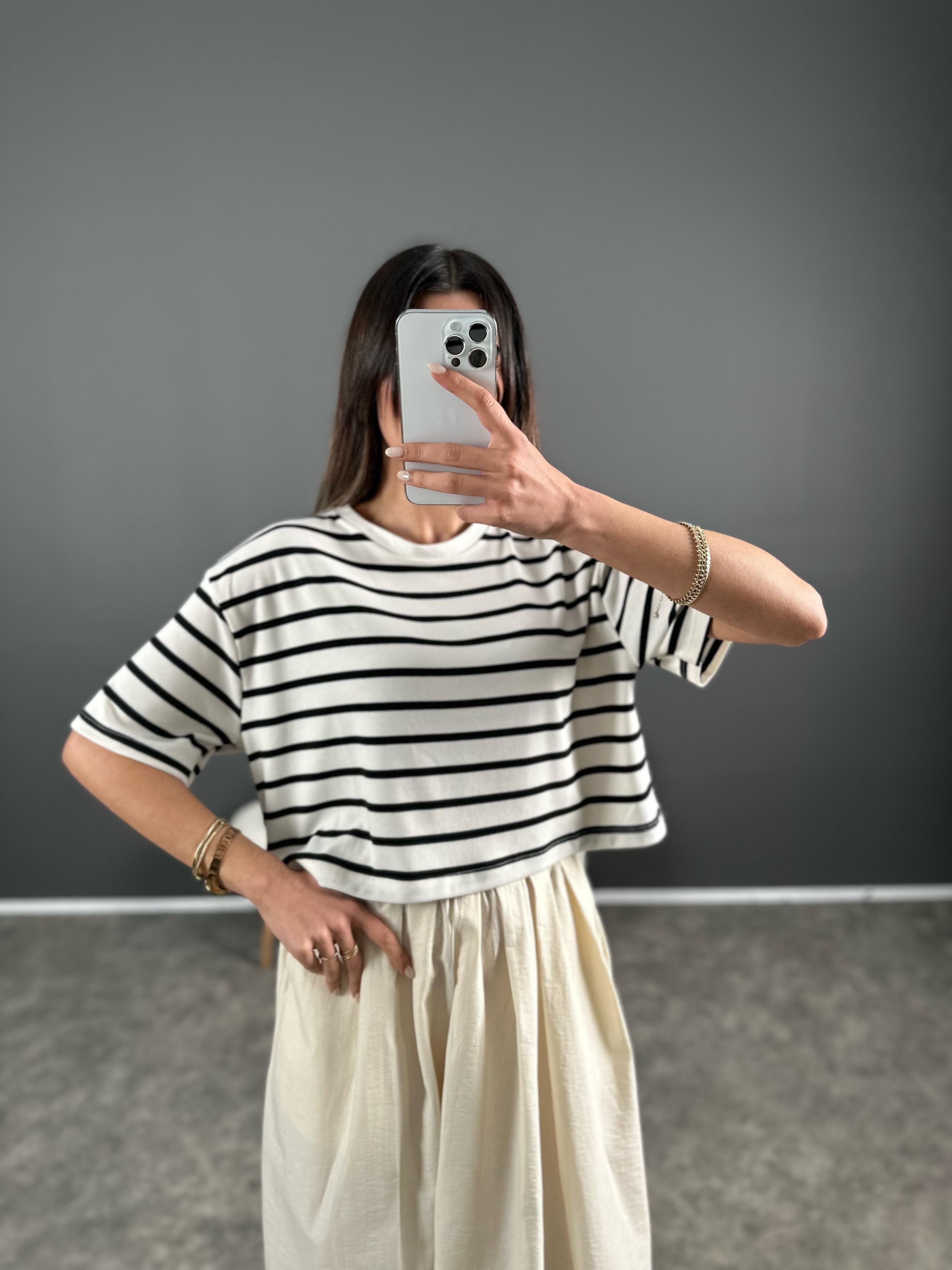 Als Beyaz Çizgili Tshirt