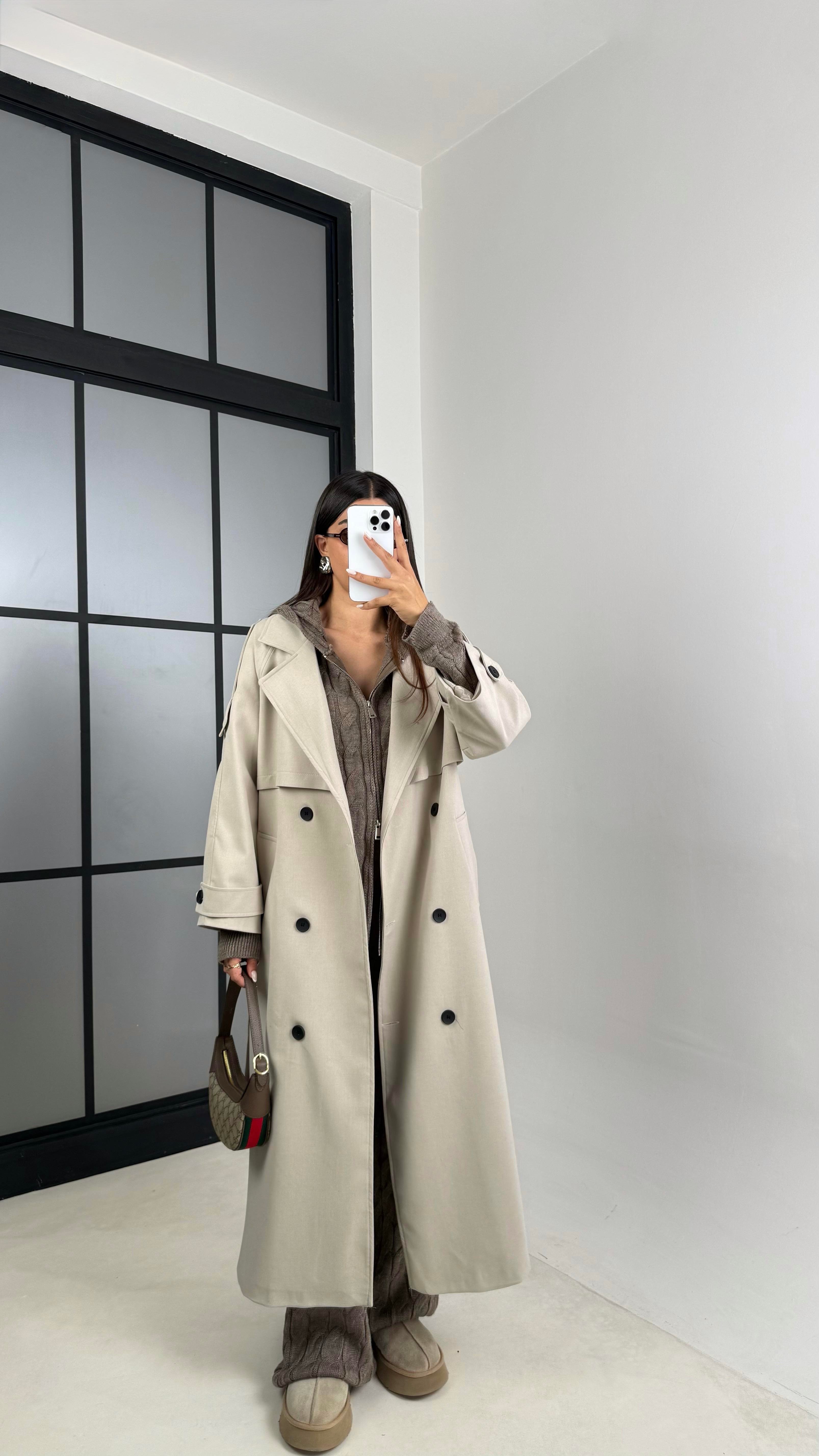 Taş Astarlı Kuşaklı Premium Trençkot GAUS-00516GAUSTRENÇKOTGAUS-00516