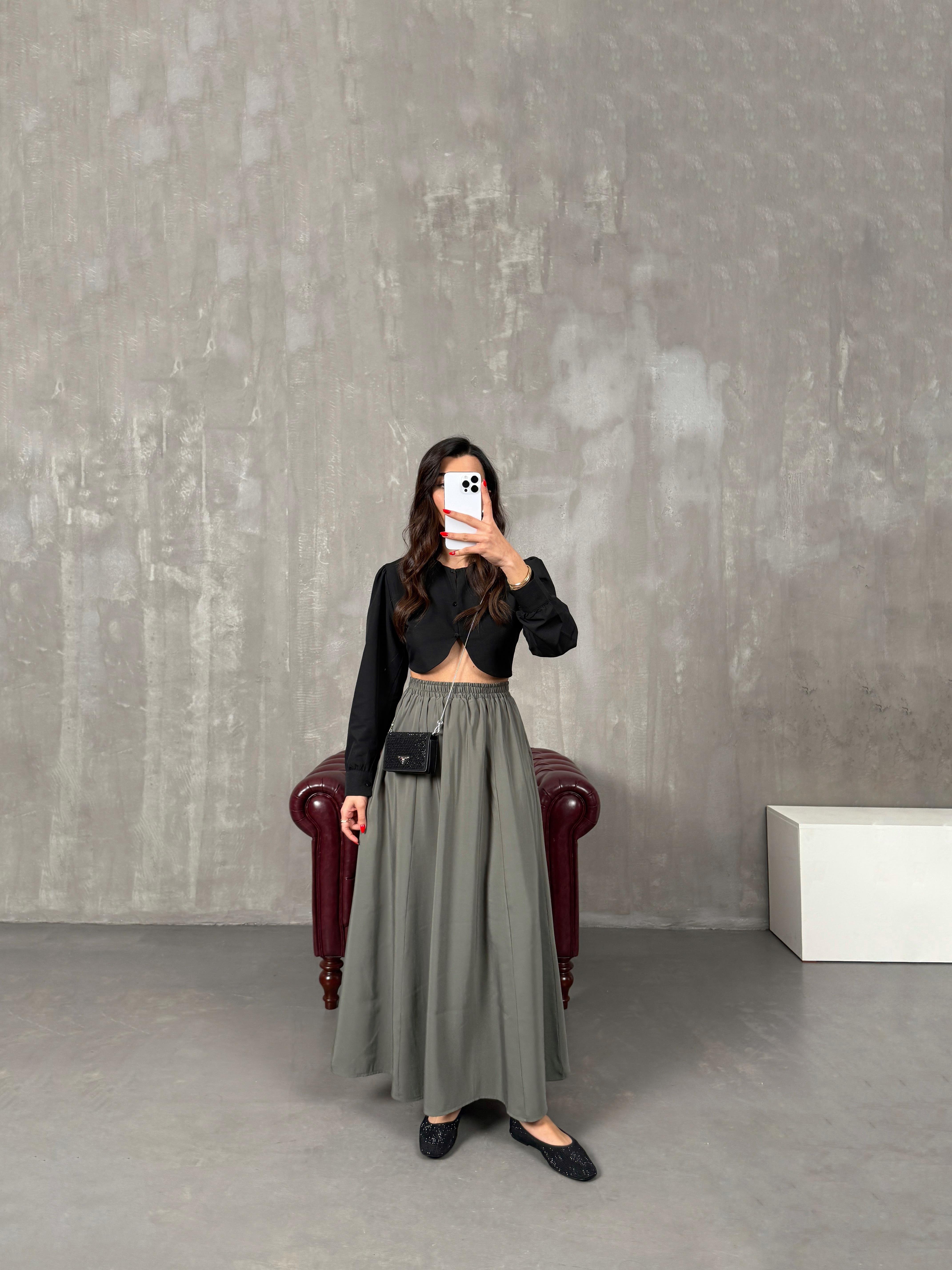 Mona Haki Tensel Cepli Uzun Etek