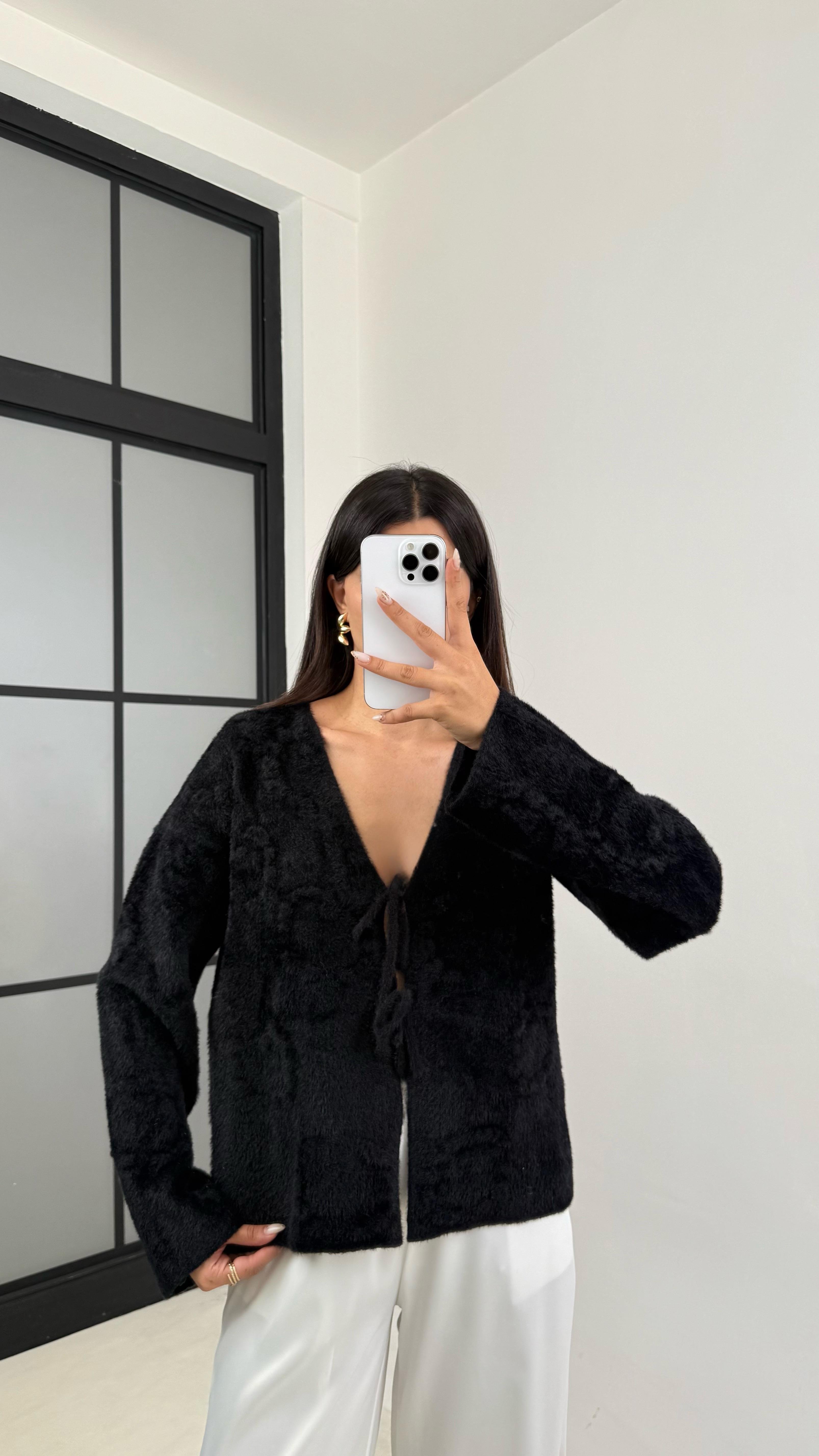 Siyah Önü Bağlamalı Premium Sakallı Hırka GAUS-0092GAUS الكارديغان  GAUS-0092