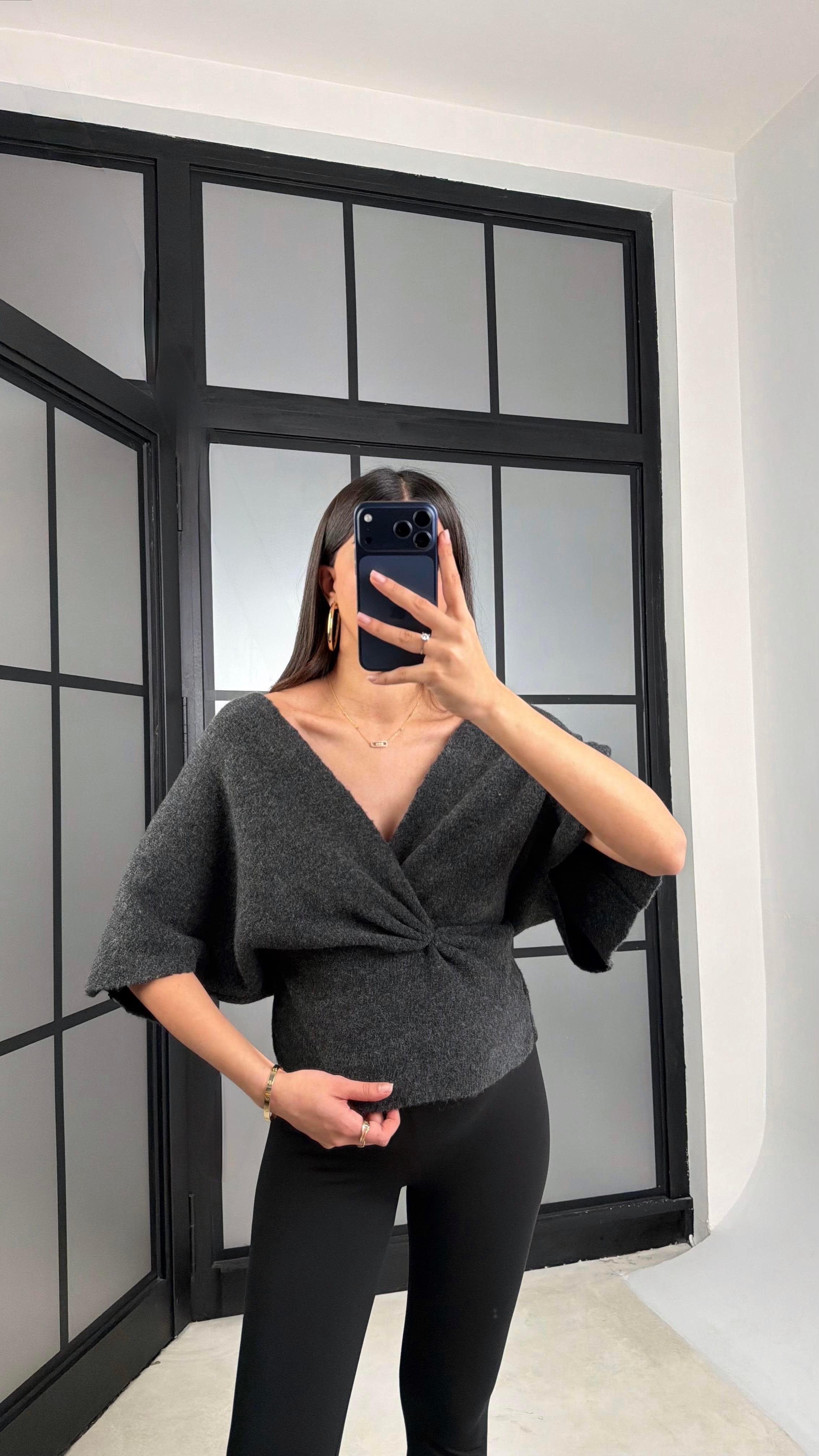 Antrasit Belden Oturtmalı ZR Muadil Triko Kazak GAUS-01178GAUSKAZAKGAUS-01178