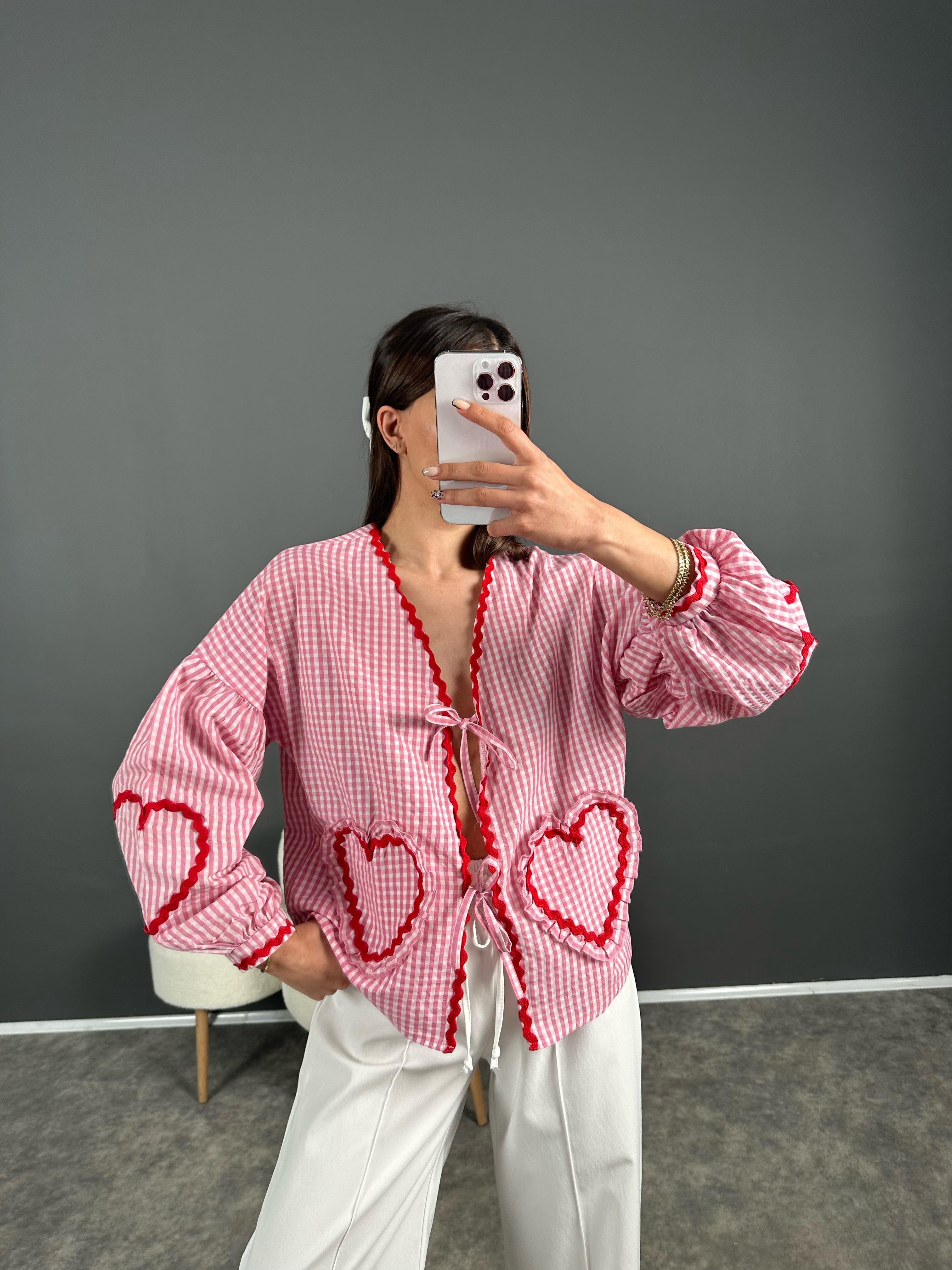 Pembe Pötikare Kalpli Gömlek 