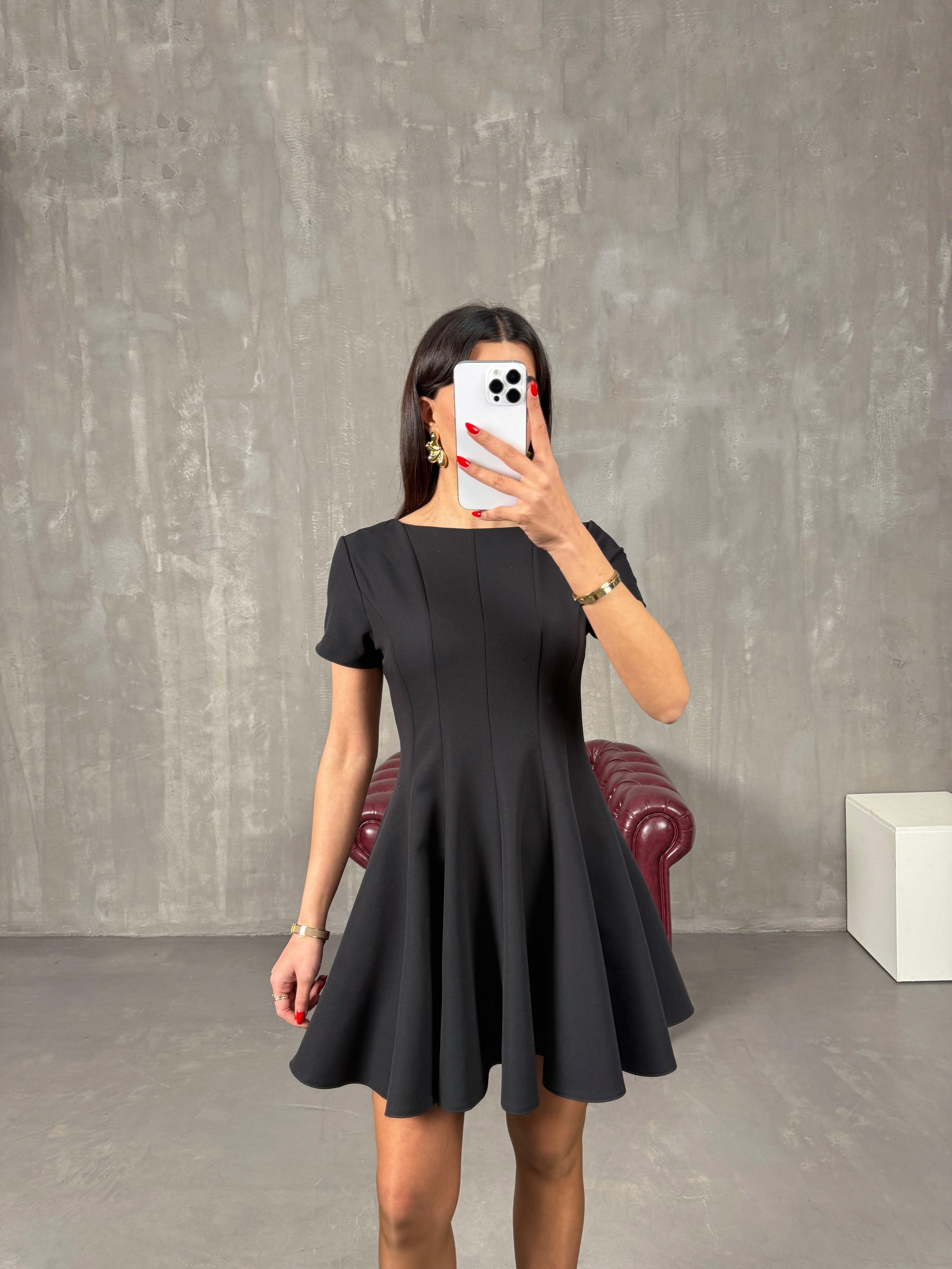 Jesa Siyah Tasarım Mini Elbise