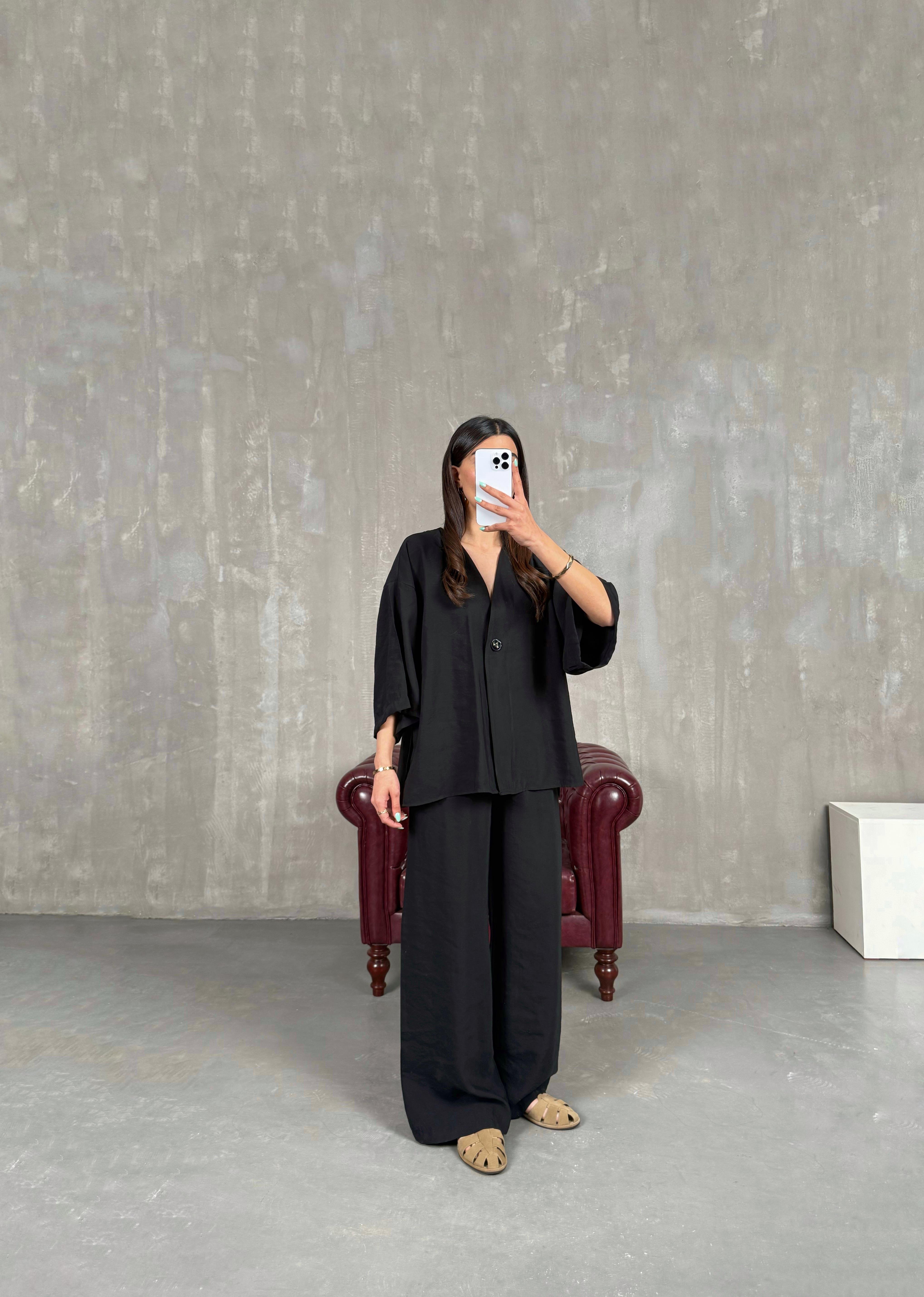 Siyah Beli Lastikli Yelekli Tensel Takım Gaus00247GausTAKIMGU1001572