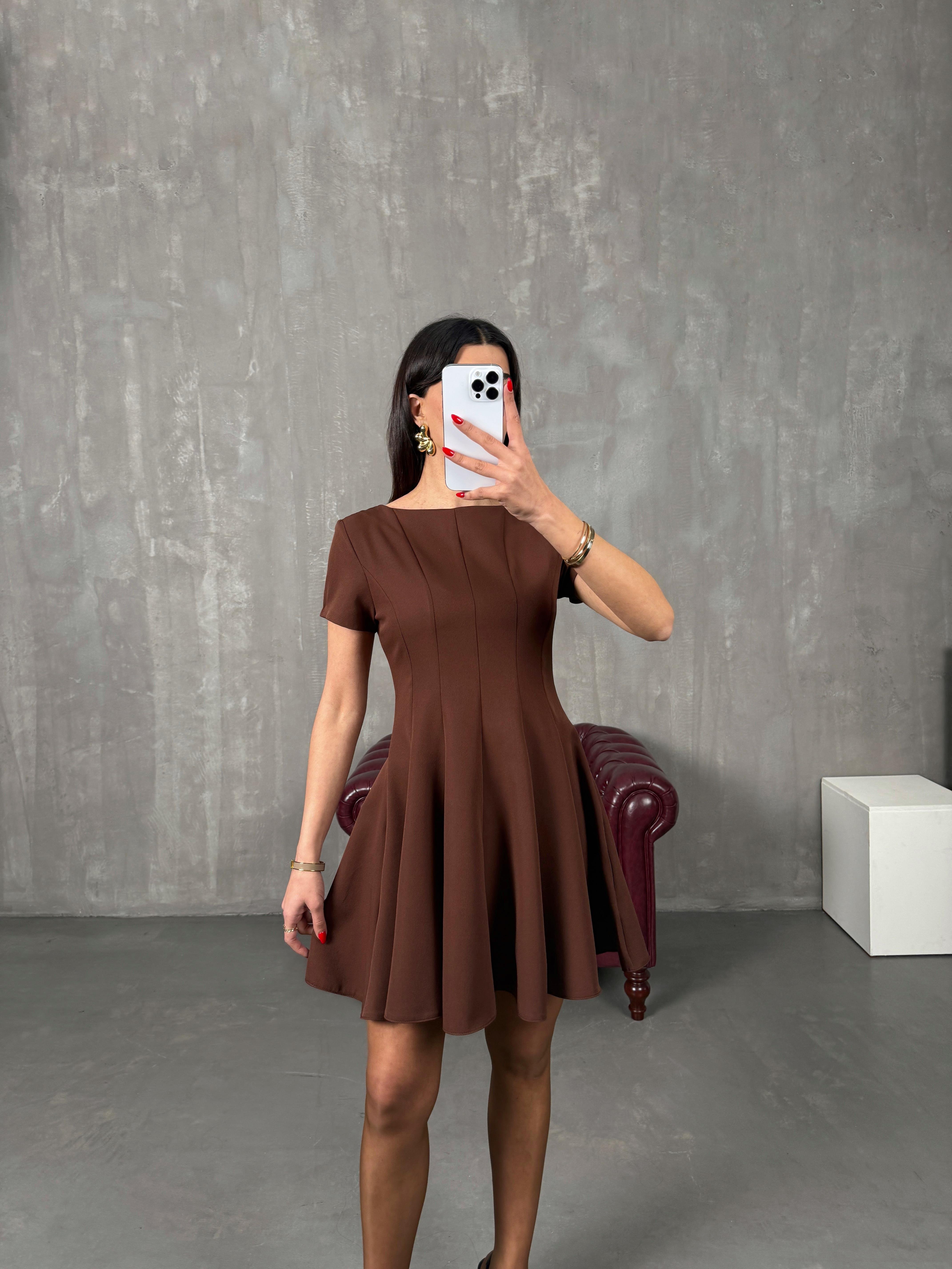 Jesa Kahve Tasarım Mini ElbiseGausELBİSEGU100494