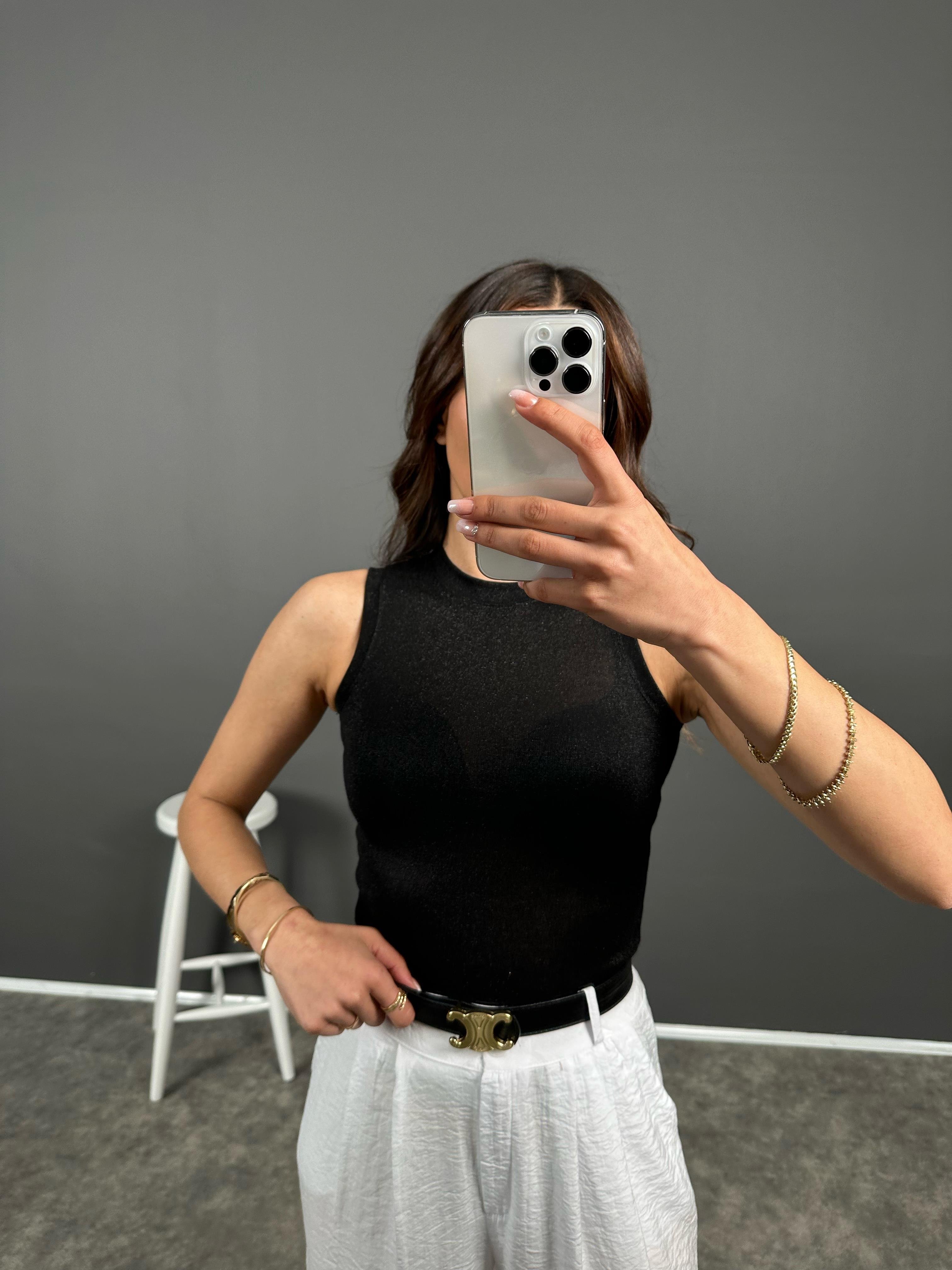 Siyah Simli Halter Atlet 