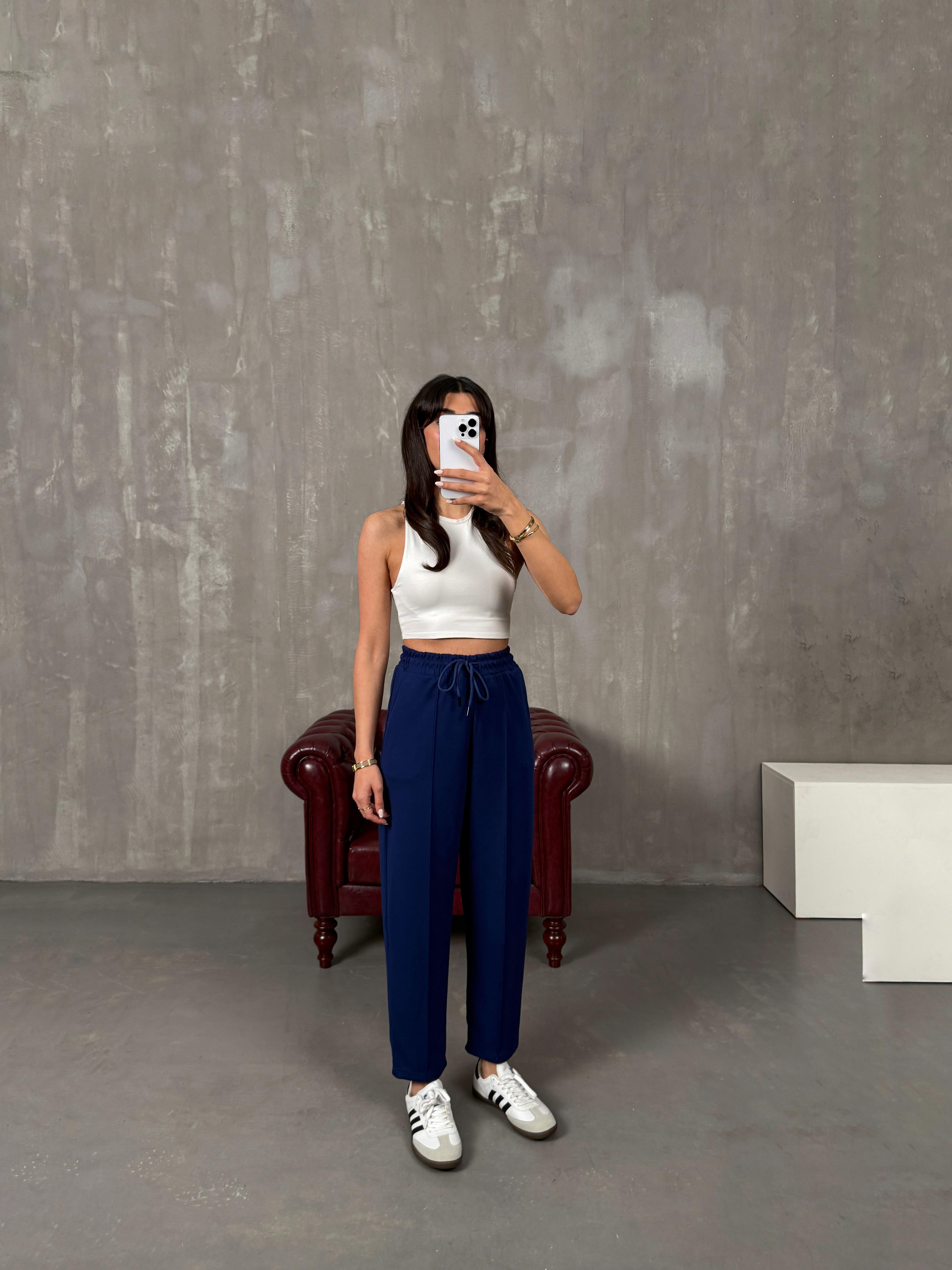 Sofya Lacivert Oysh Muadil Modal Kumaş Balon PantolonGausPANTOLONGU100215