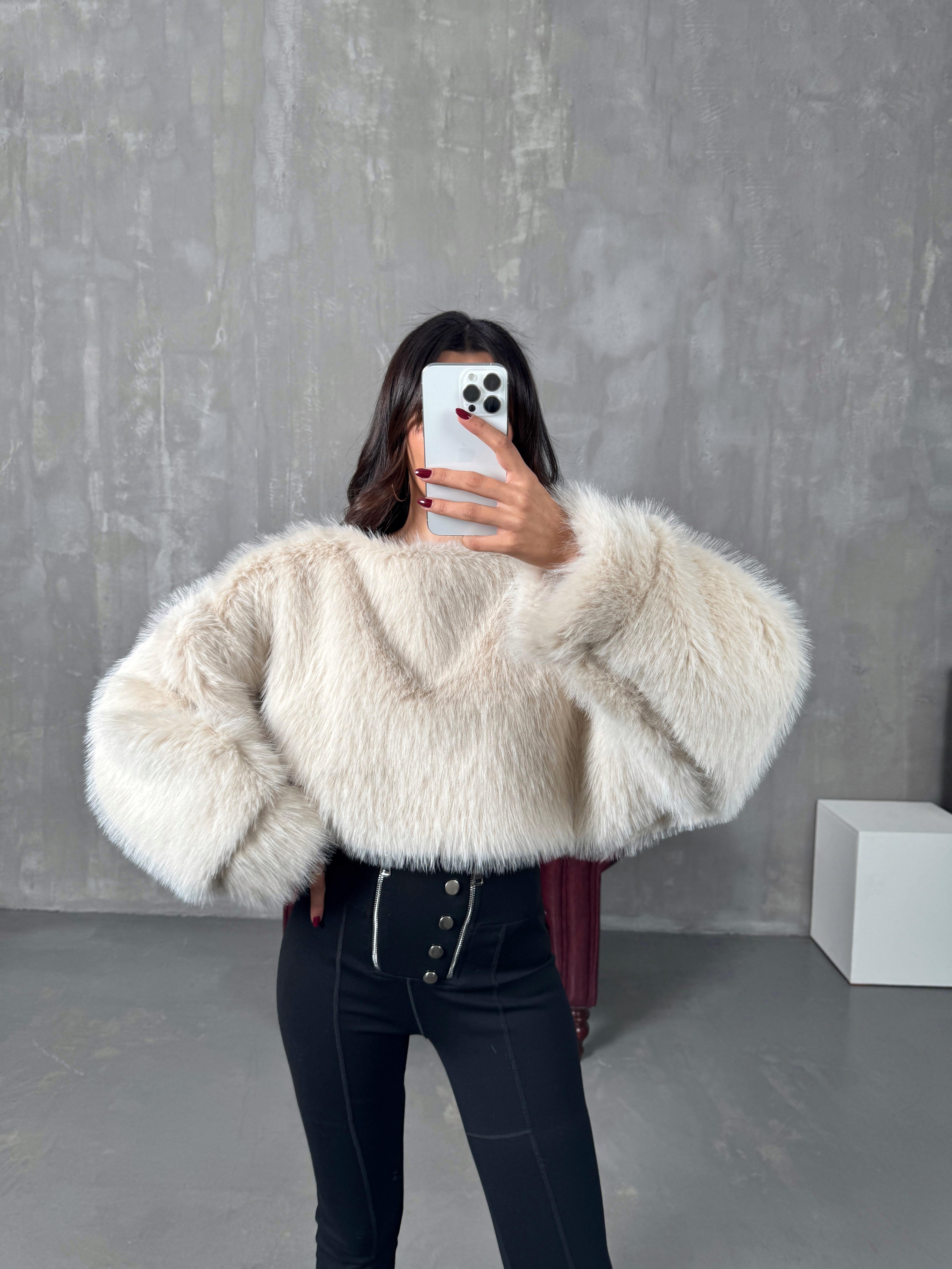 Evas Taş Muadil Kürk Sweat