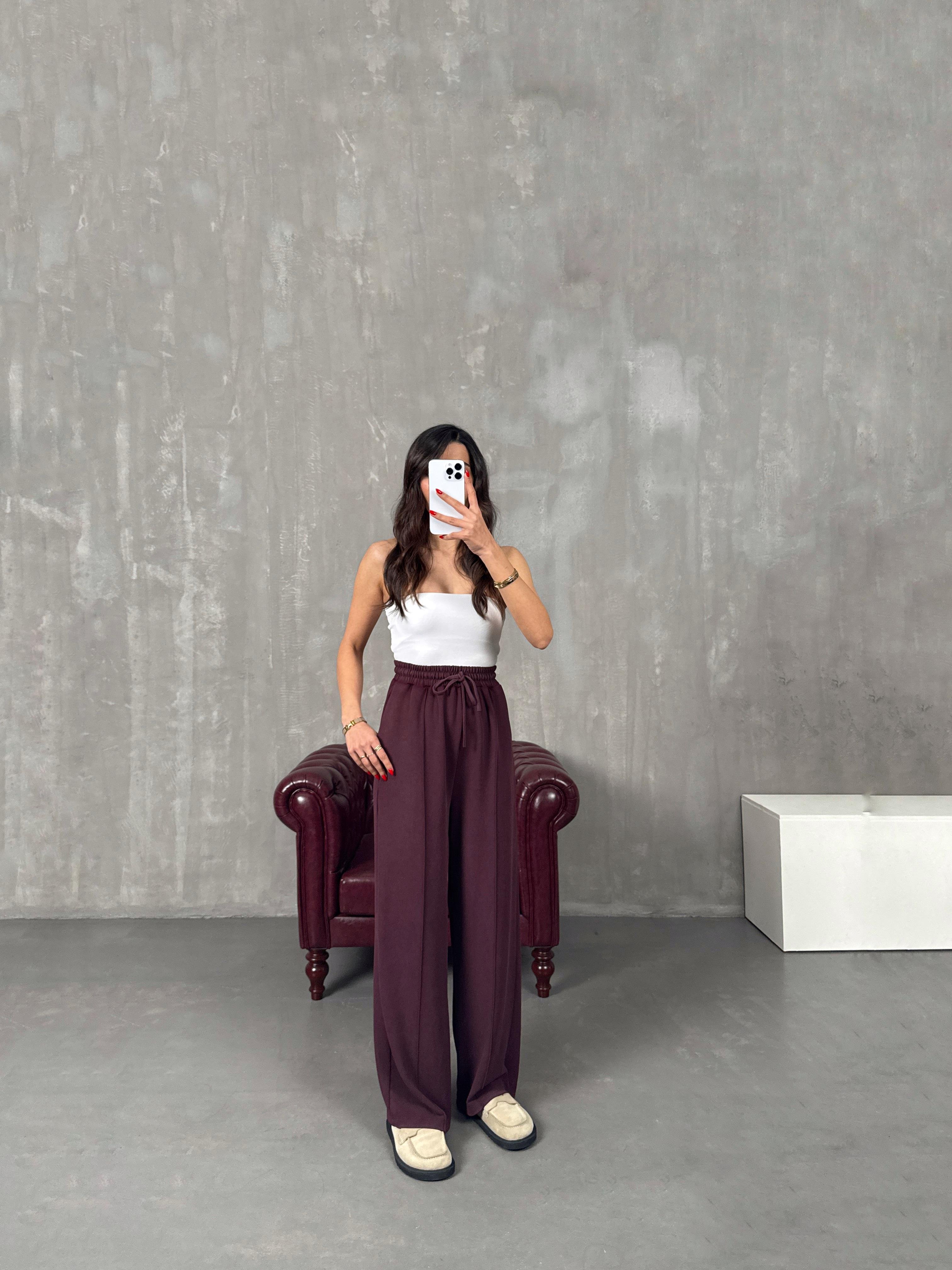 Vilde Bordo Çımalı Yıkamalı Oys Muadil Pantolon