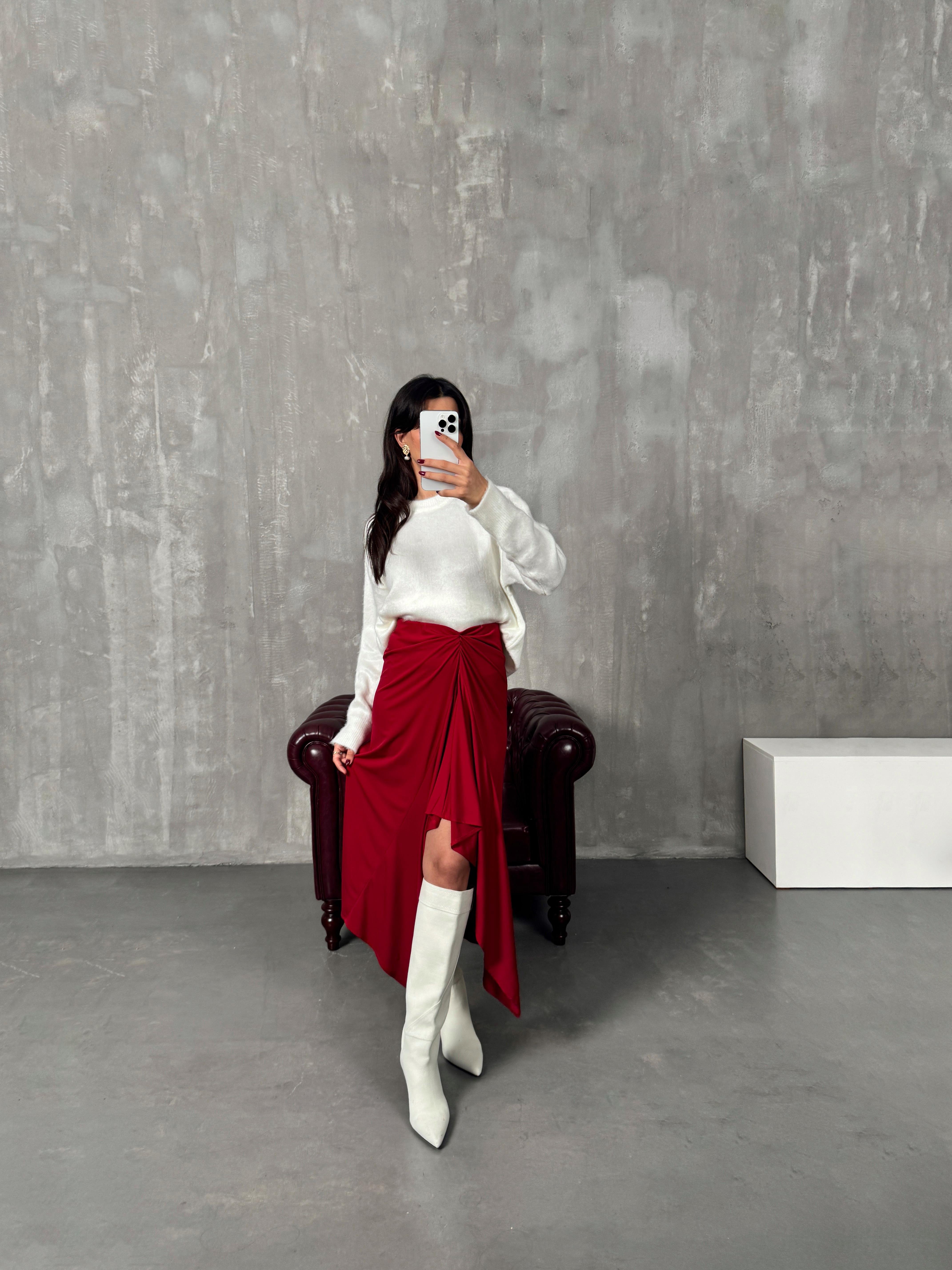 Zari Bordo Tasarım Etek