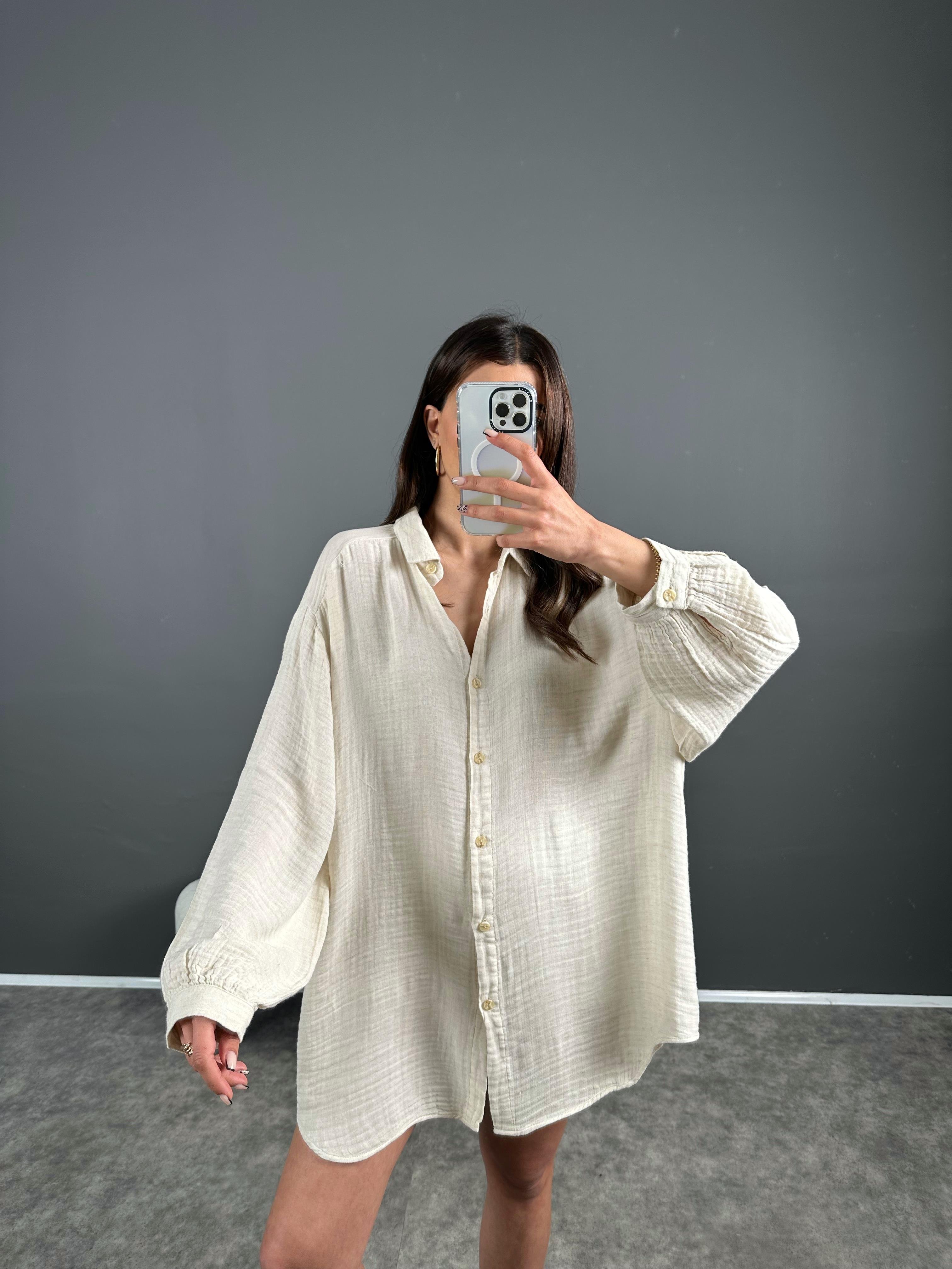 Müslin Kumaş Oversize Gömlek 