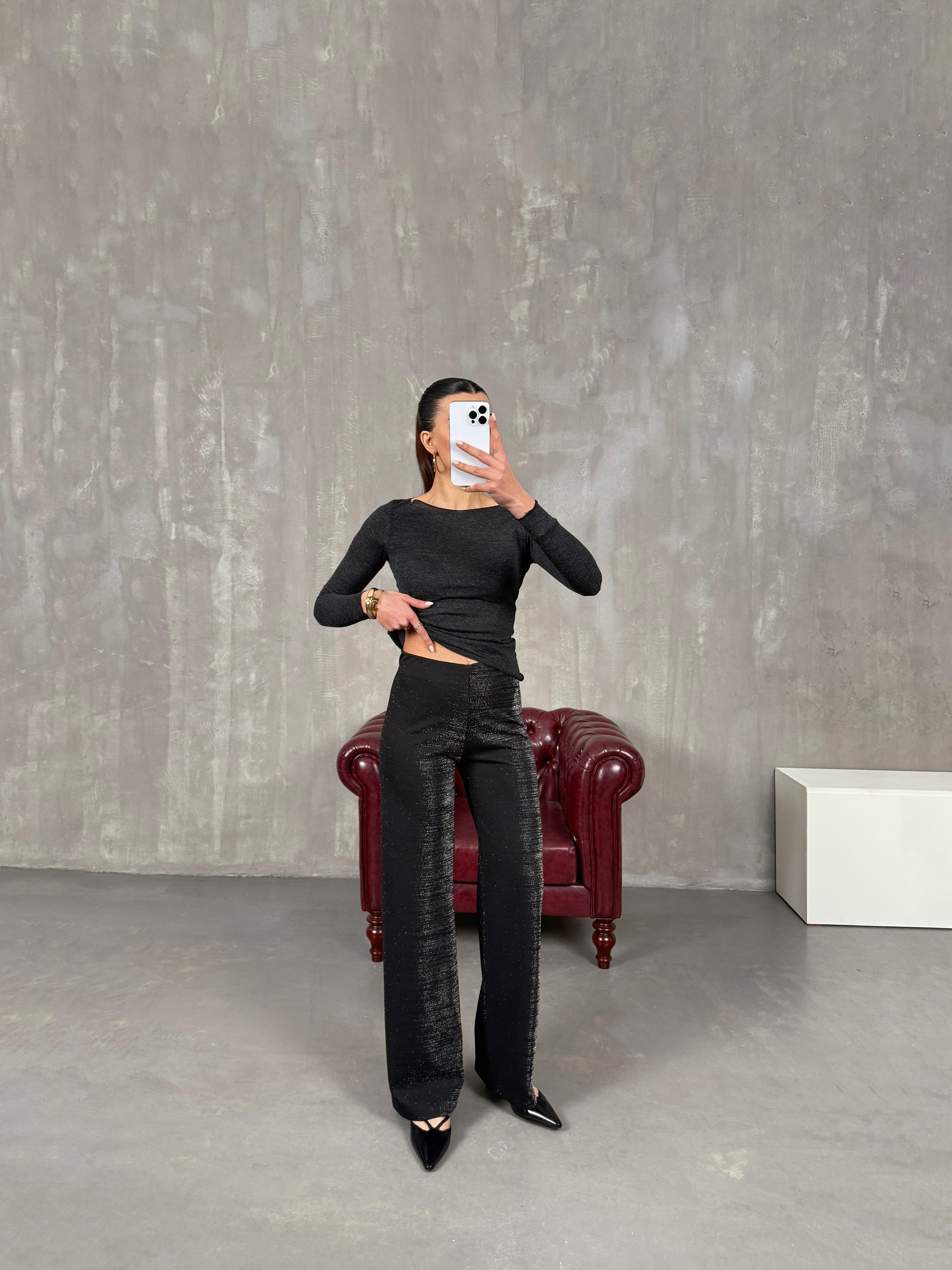 سامبا بنطال أسود لامع بترتر