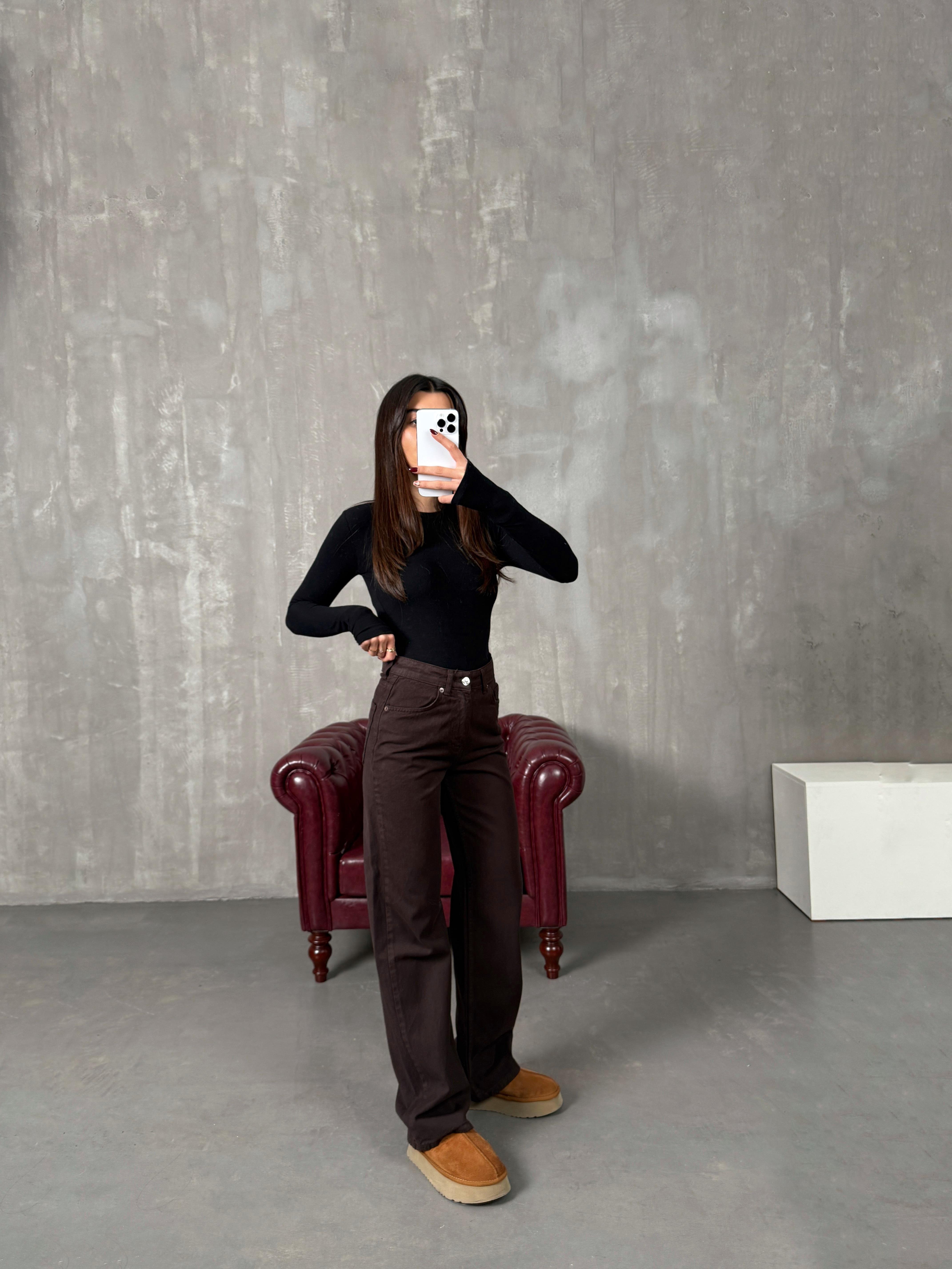 Revin Acı Kahve ZR Model Wide Leg JeanGausDENİM PANTOLONGU10062