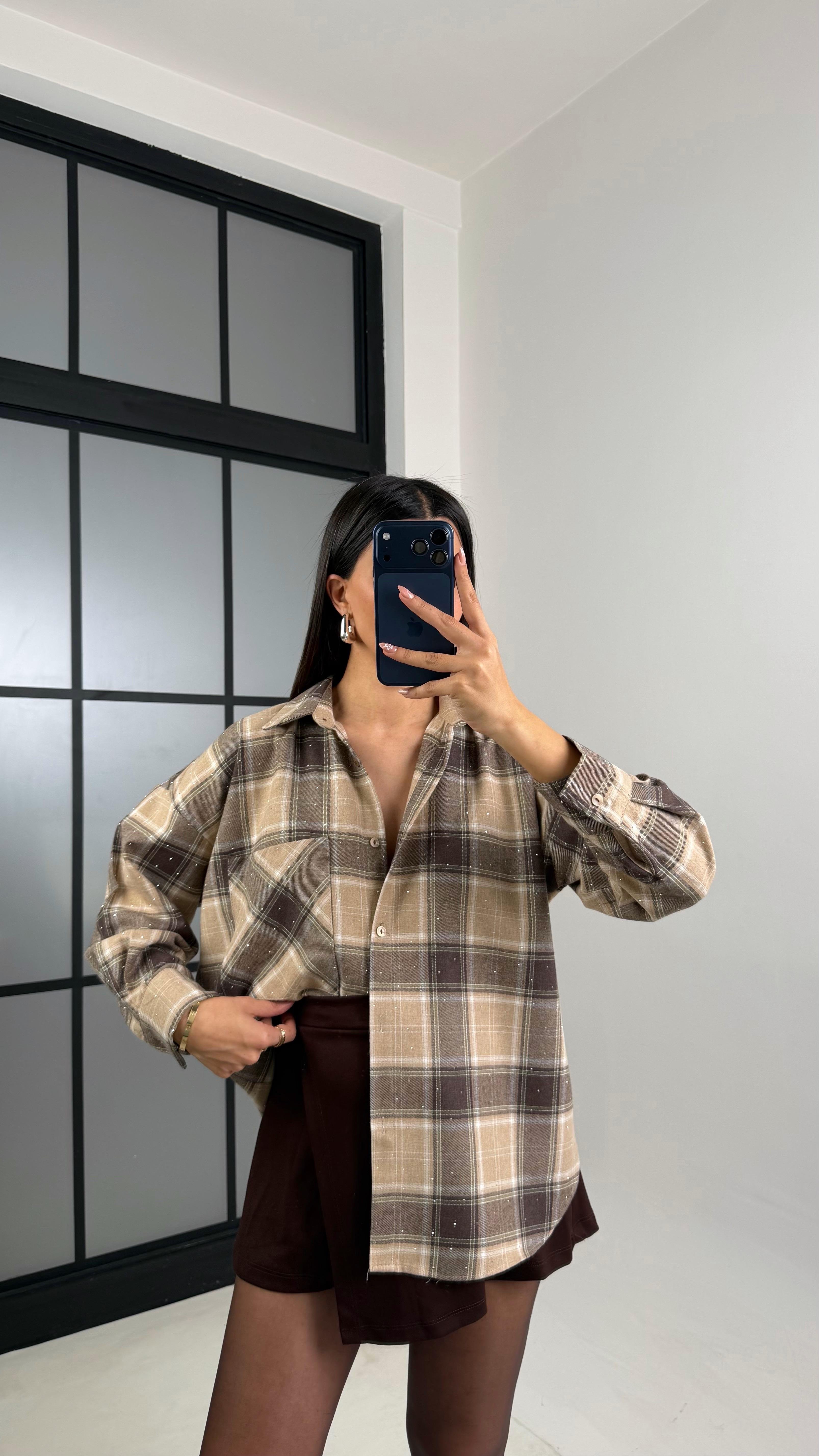 Vizon Taş Detaylı Ekoseli Gömlek GAUS-00814GAUSShirtGAUS-00814