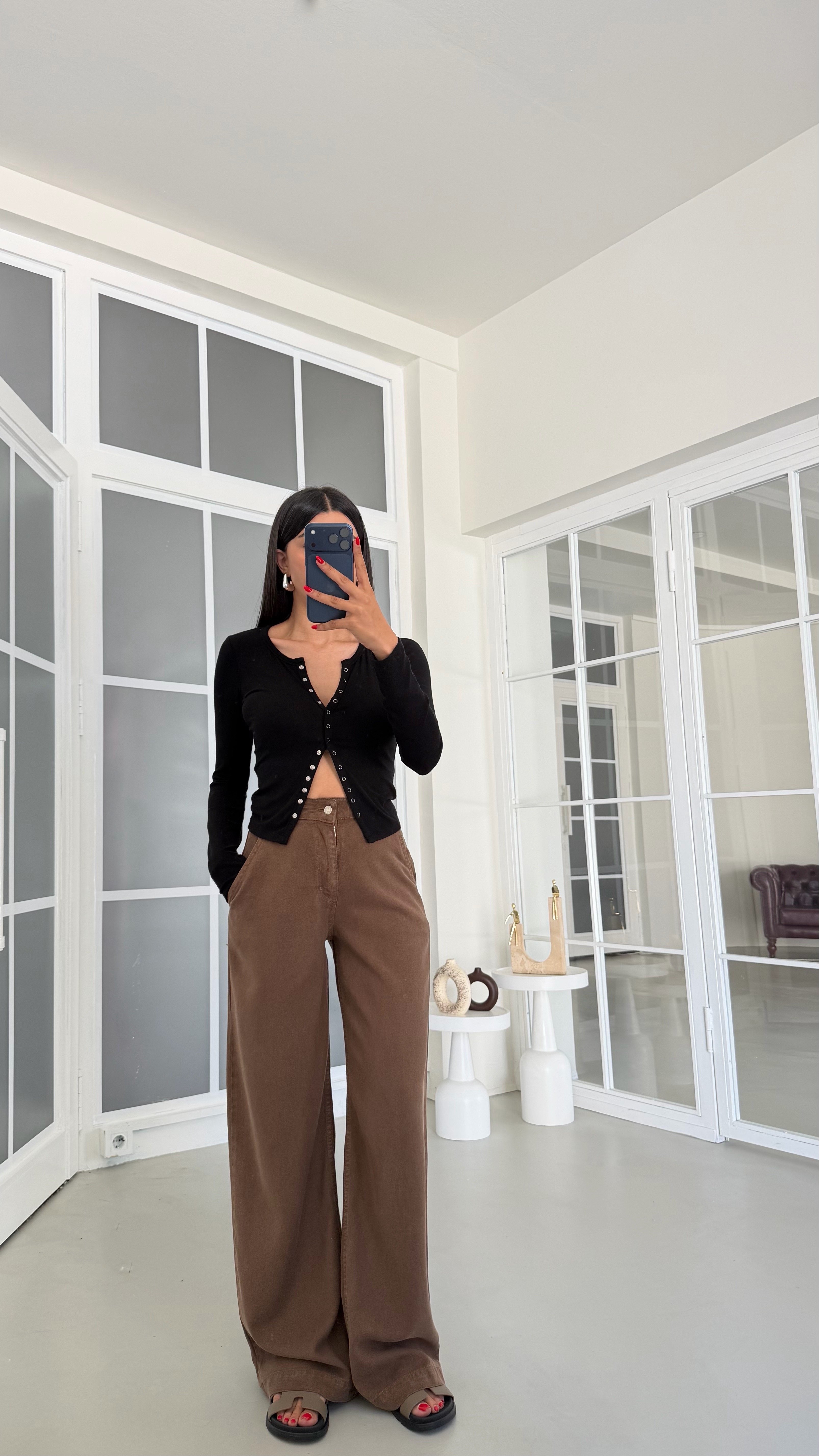 Kahve Yıkamalı Tencel Denim Pantolon GAUS-01786GAUSDENİM PANTOLONGAUS-01786