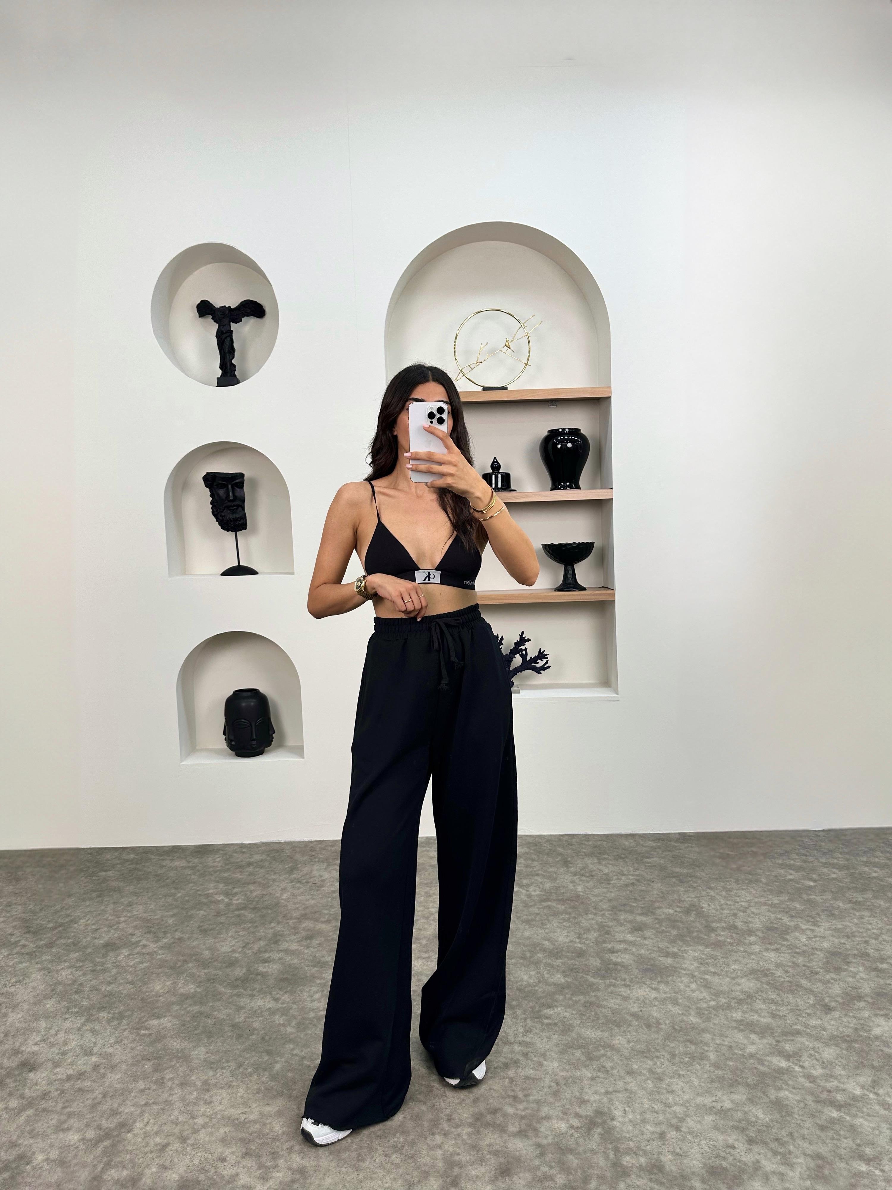 ZR Siyah Beli Lastikli Eşofman AltıGausEŞOFMANGU008946