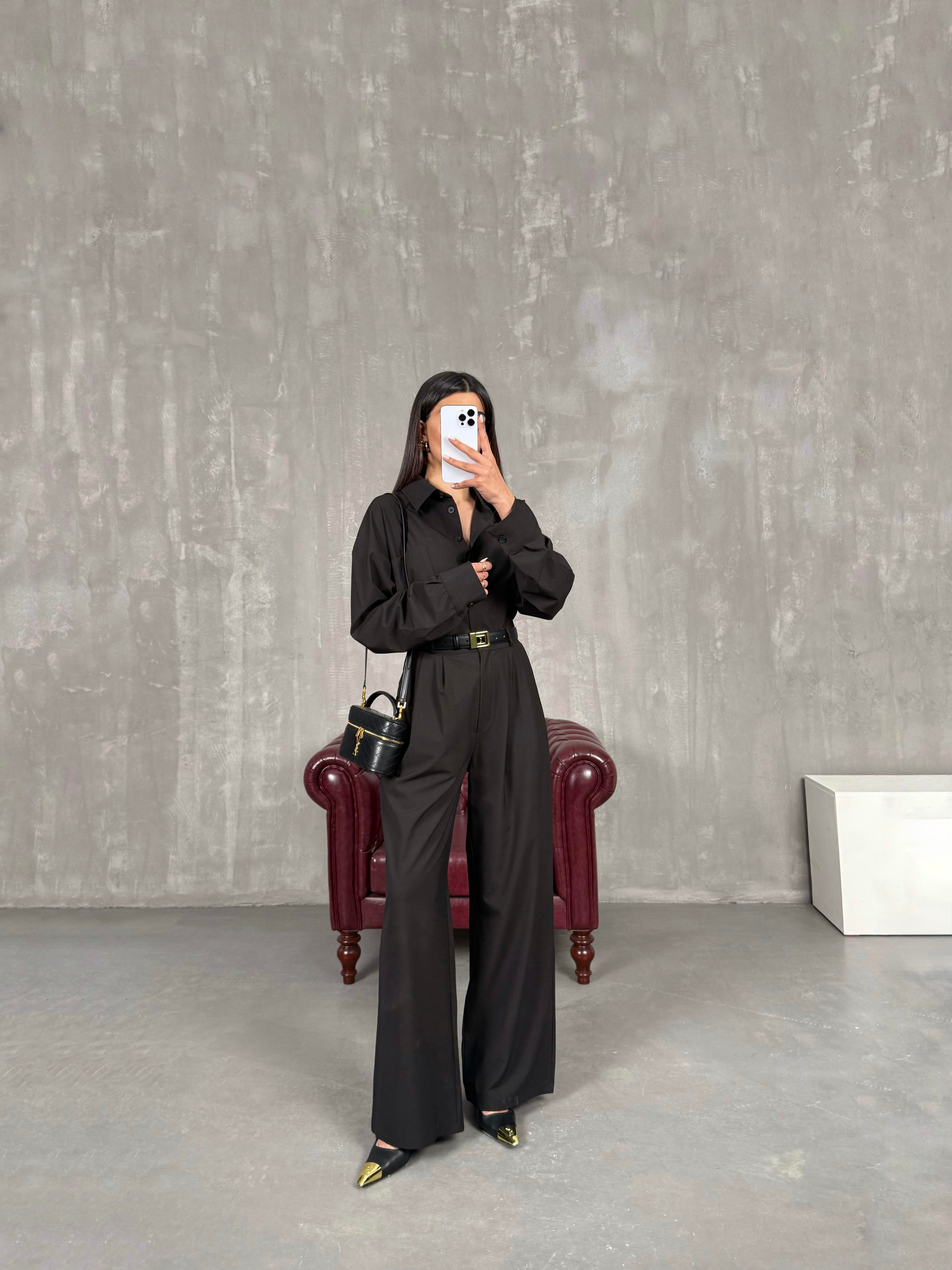 Koyu Kahve İthal Kumaş Premium Gömlek Pantolon İkili Takım Gaus00273GausTAKIMGU1001633