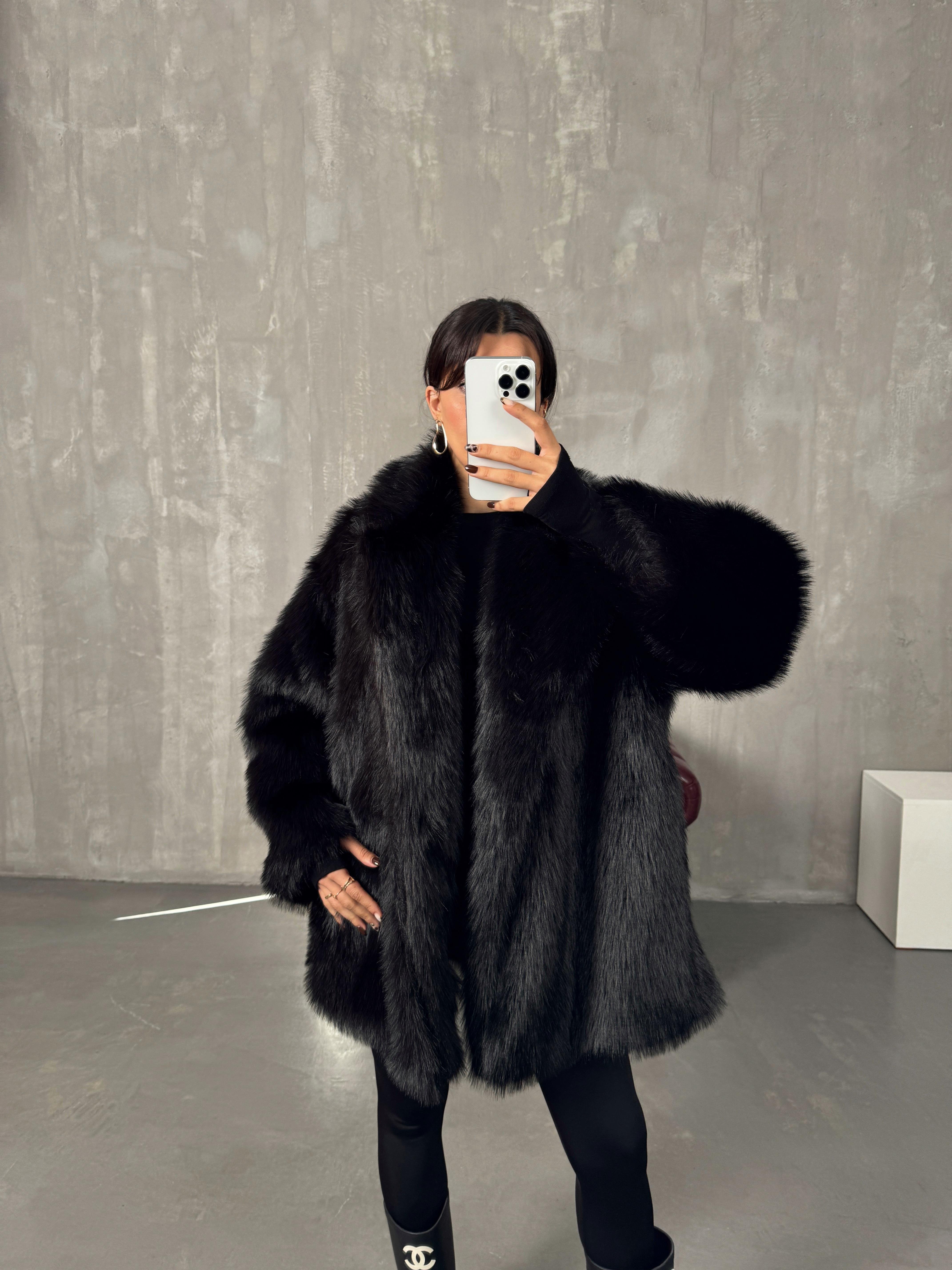 Felix Siyah Astarlı Muadil Kürk