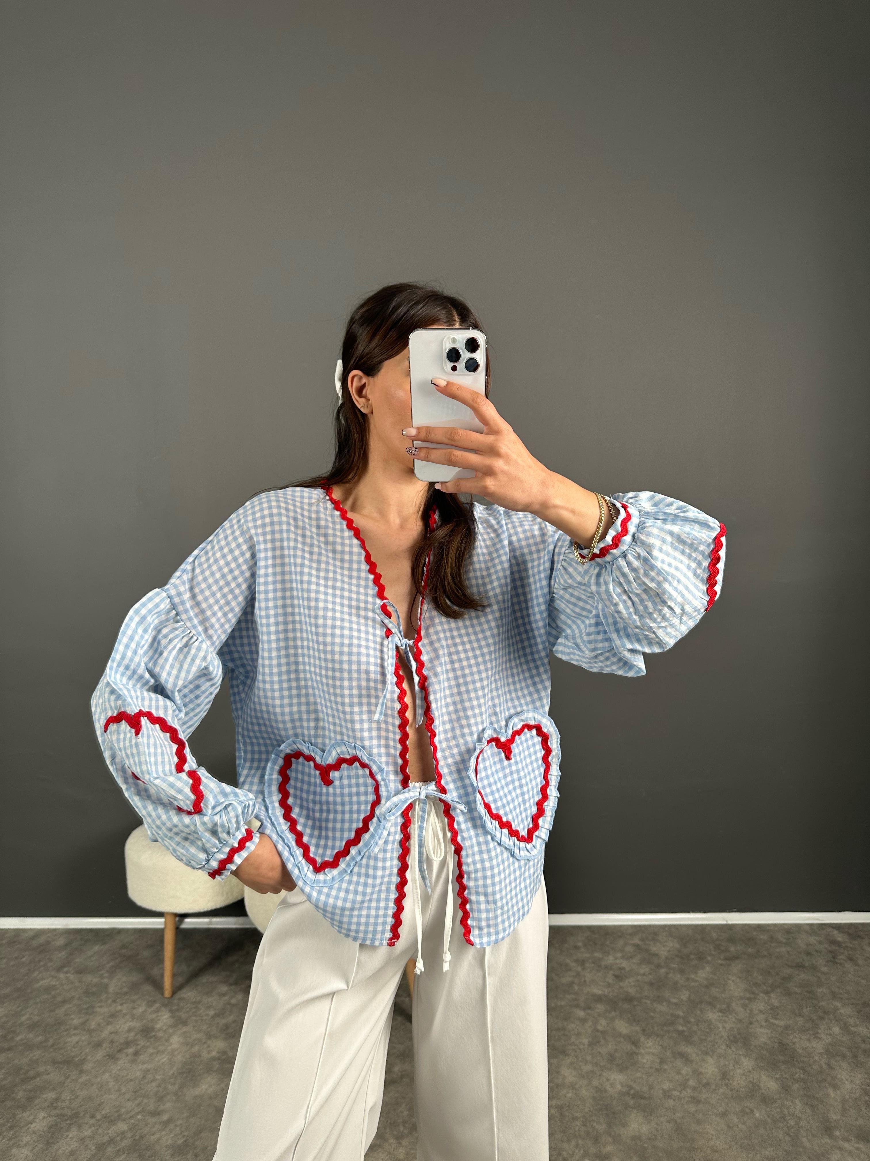 Mavi Pötikare Kalpli Gömlek