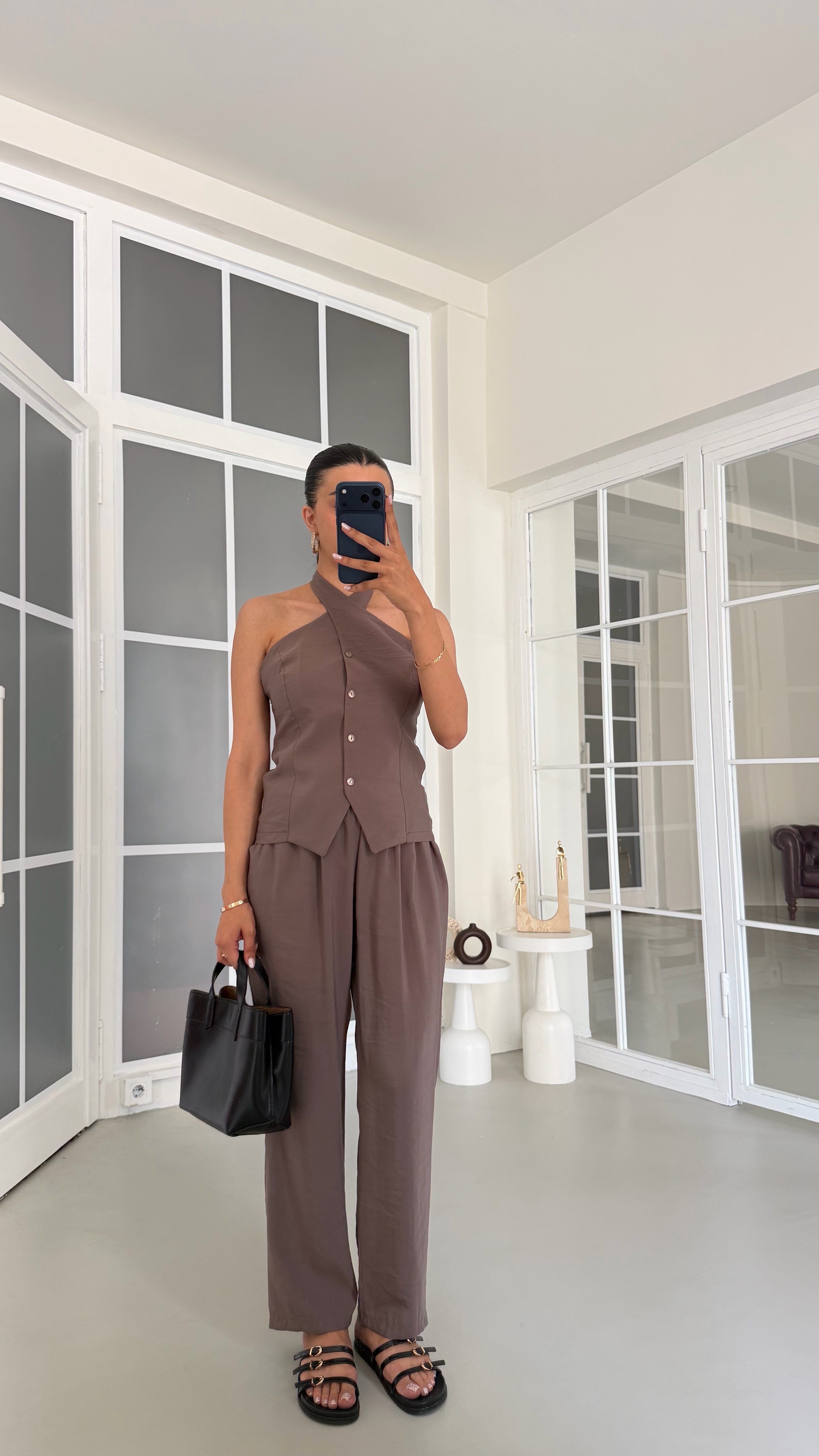 Vizon Halter Yaka Yelek Beli Lastikli Pantolon Muadil Takım GAUS-01770GAUSSuitsGAUS-01770