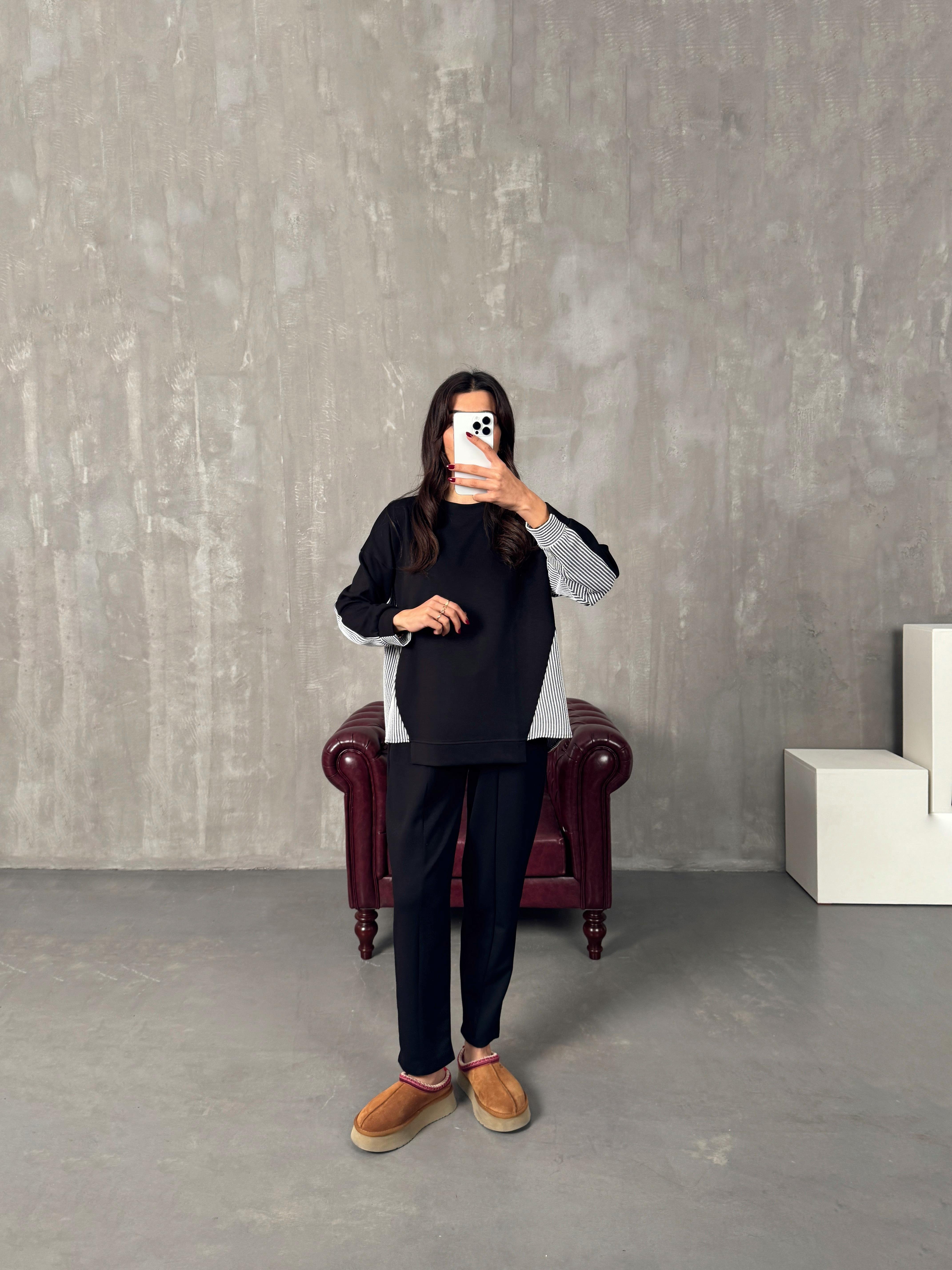 Resco Siyah Çizgi Detaylı Oys Modal TakımGausTAKIMGU00903867