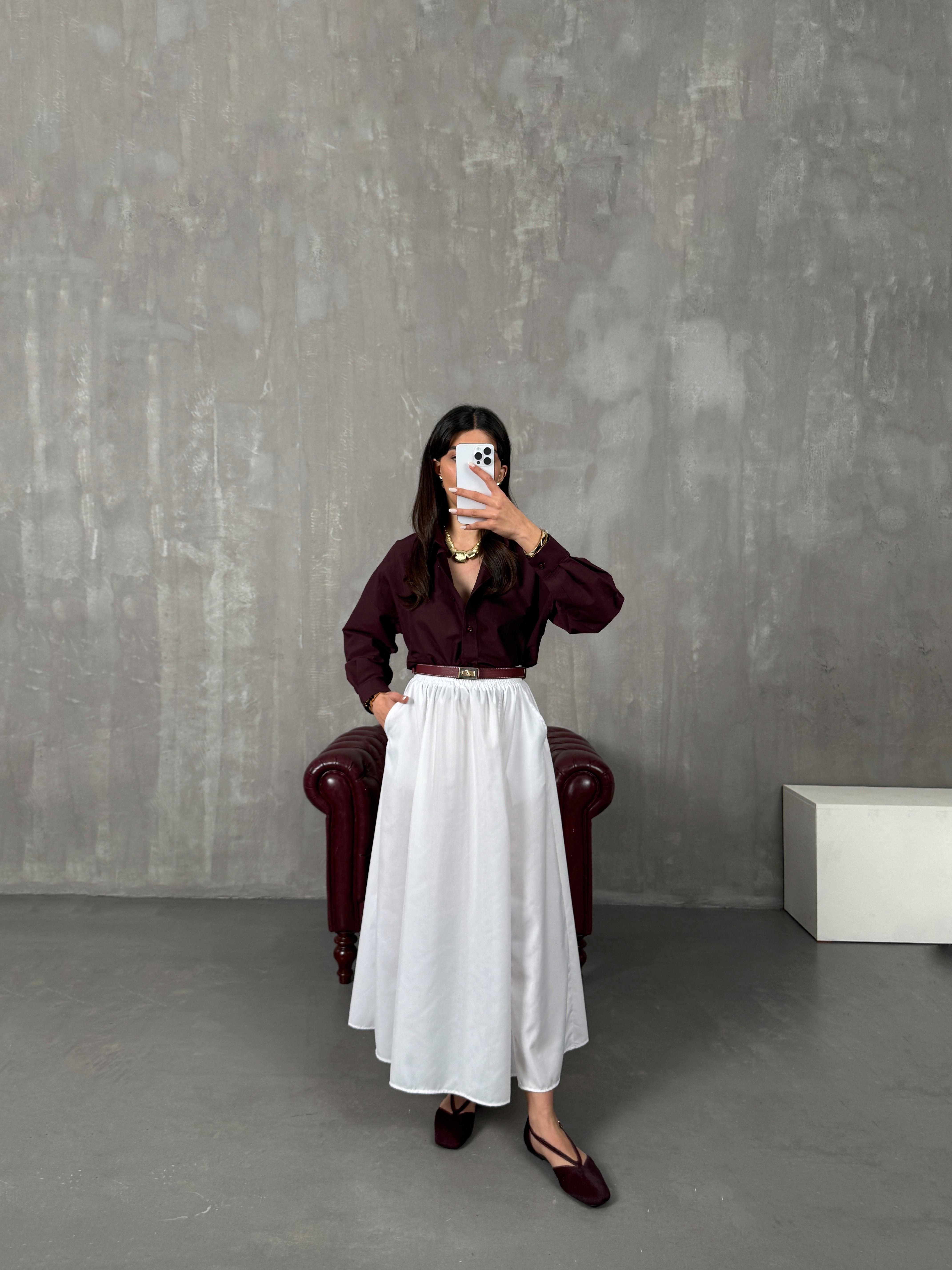 Greys Beyaz Poplin Etek