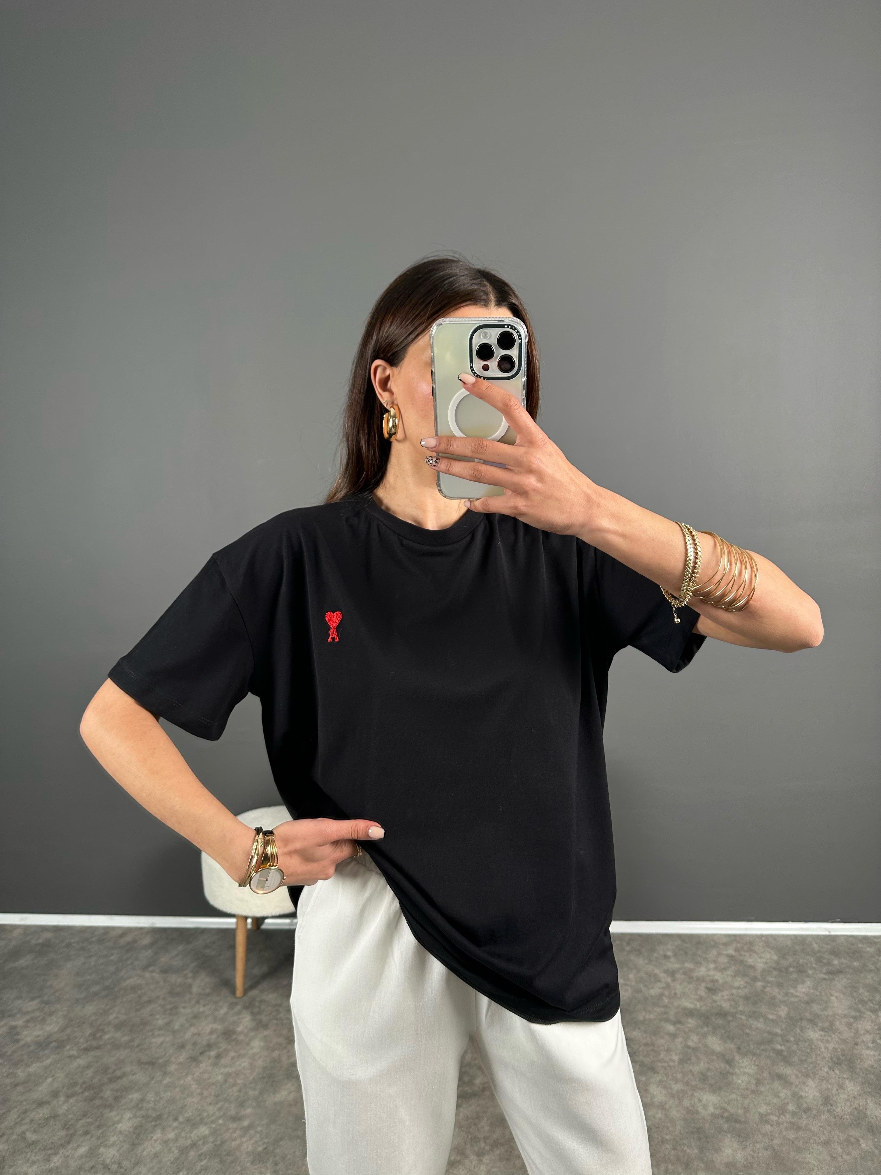 Siyah Oversize A Tshirt GausTSHIRTGU007925