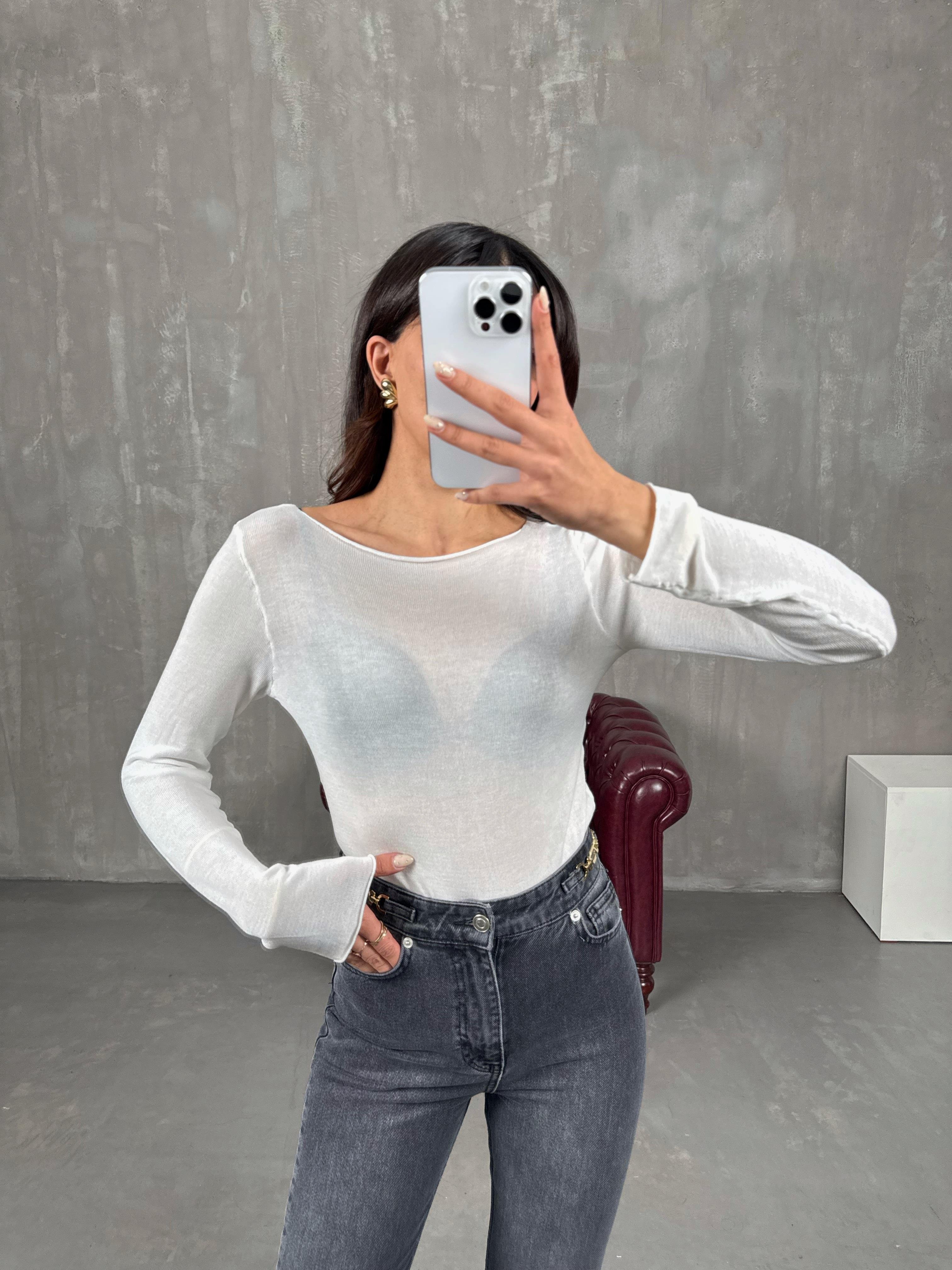 ساربه تريكو رقيق شفاف أبيض