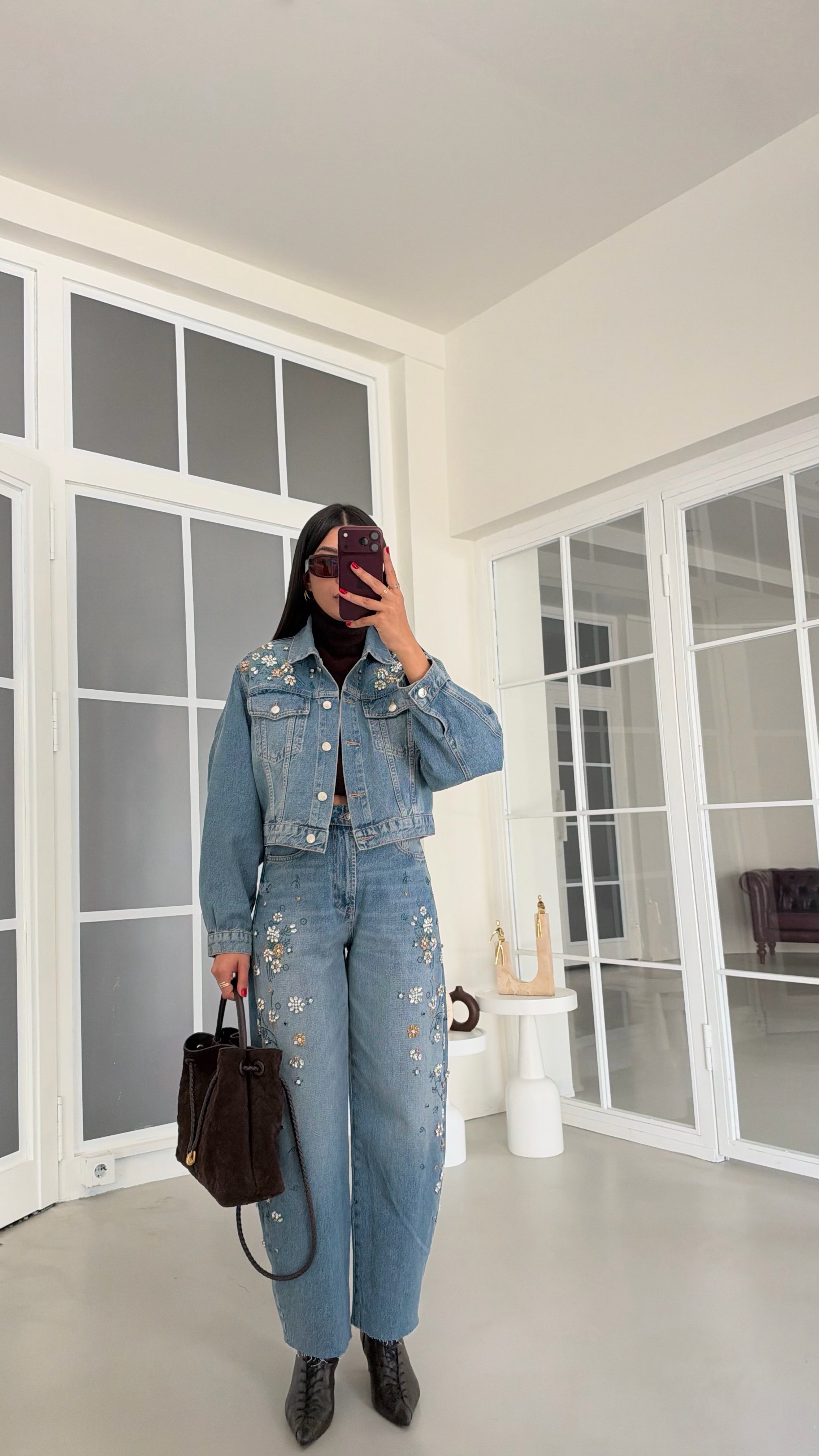 Mavi Taş İşlemeli İkili Denim Takım GAUS-02192GAUSTAKIMGAUS-02192