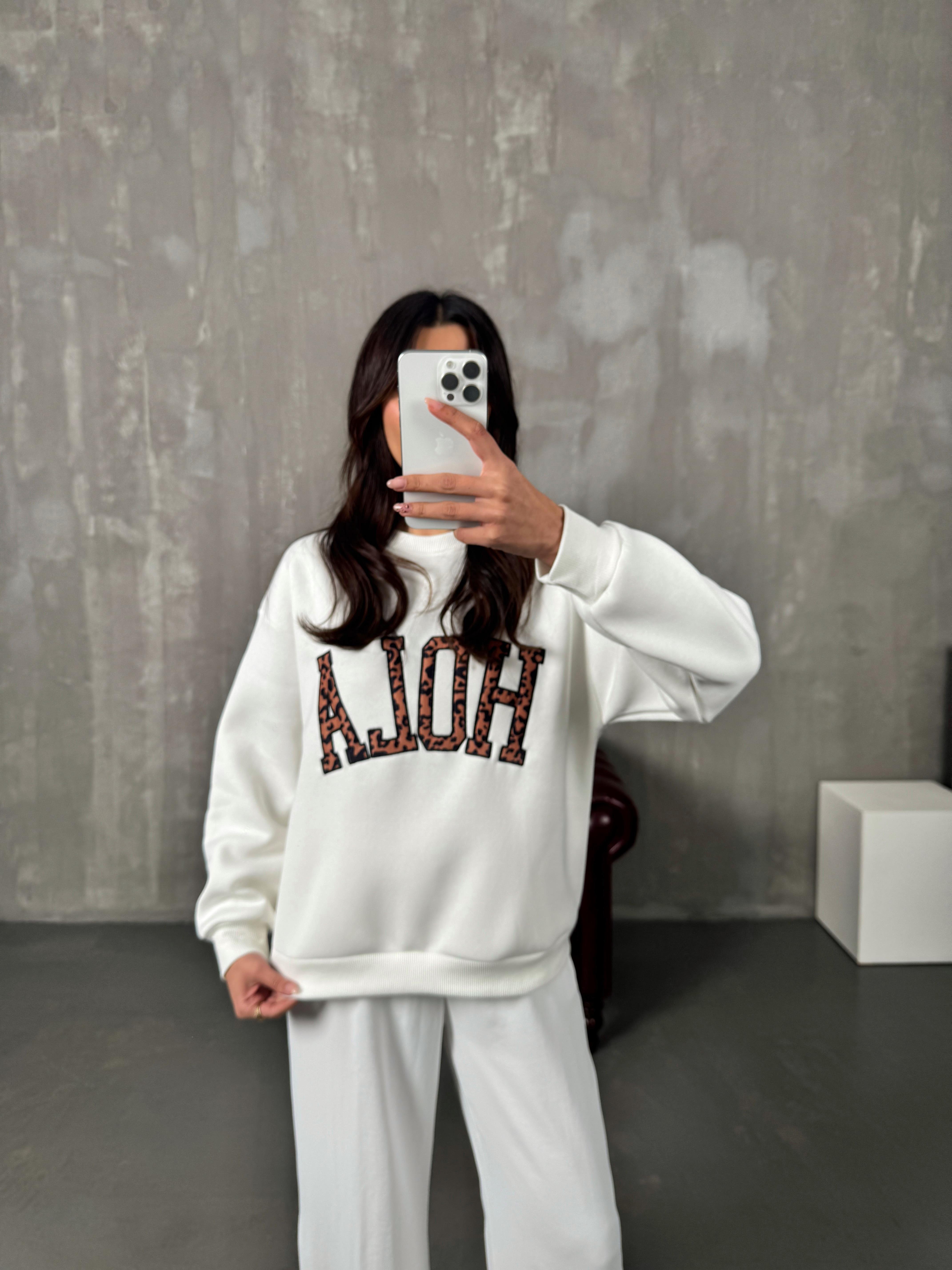 Kyre Beyaz Hola Leopar Baskılı SweatGausSWEATSHIRTGU00904180