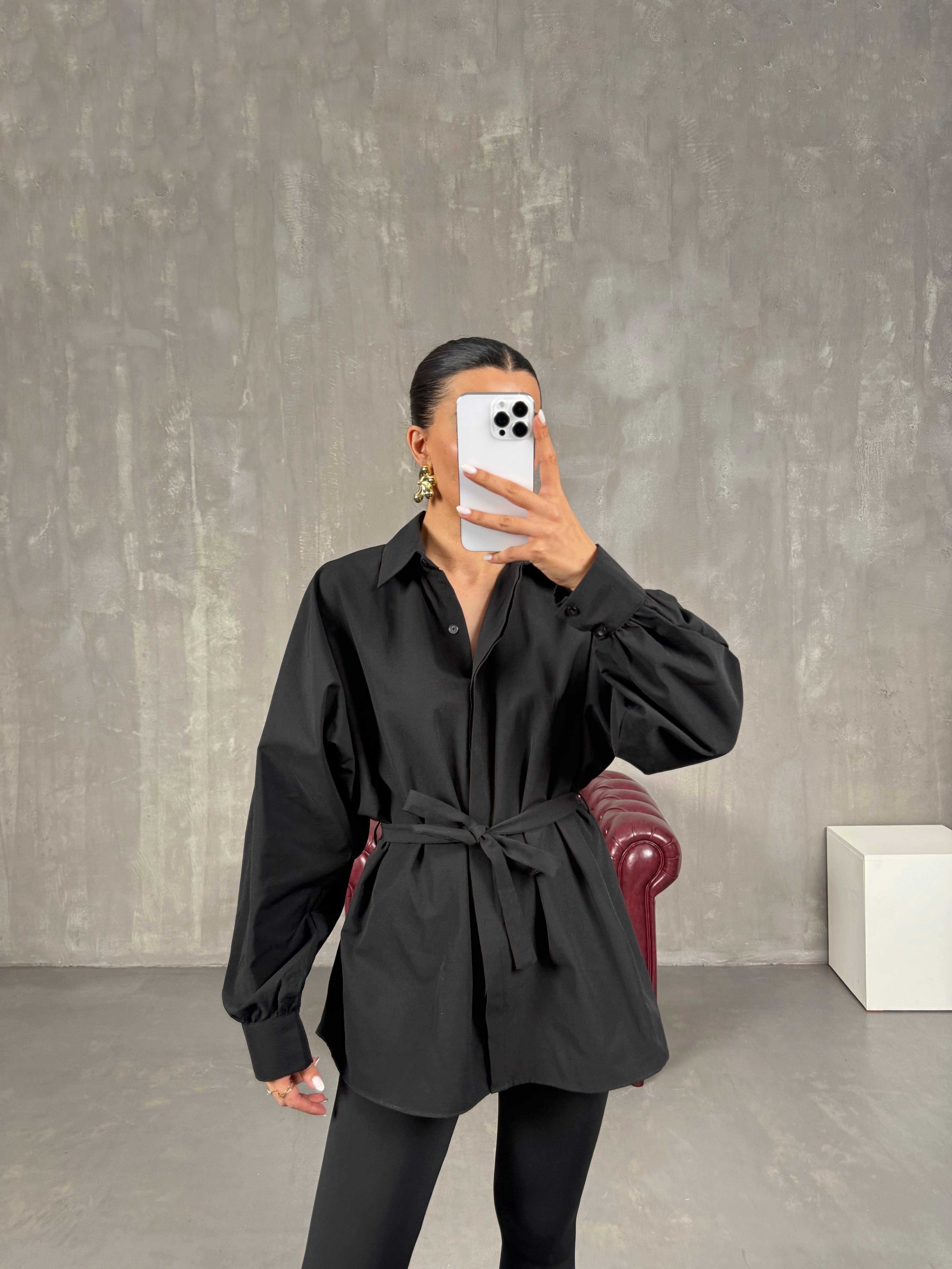 Siyah Kuşaklı Gömlek Gaus00012