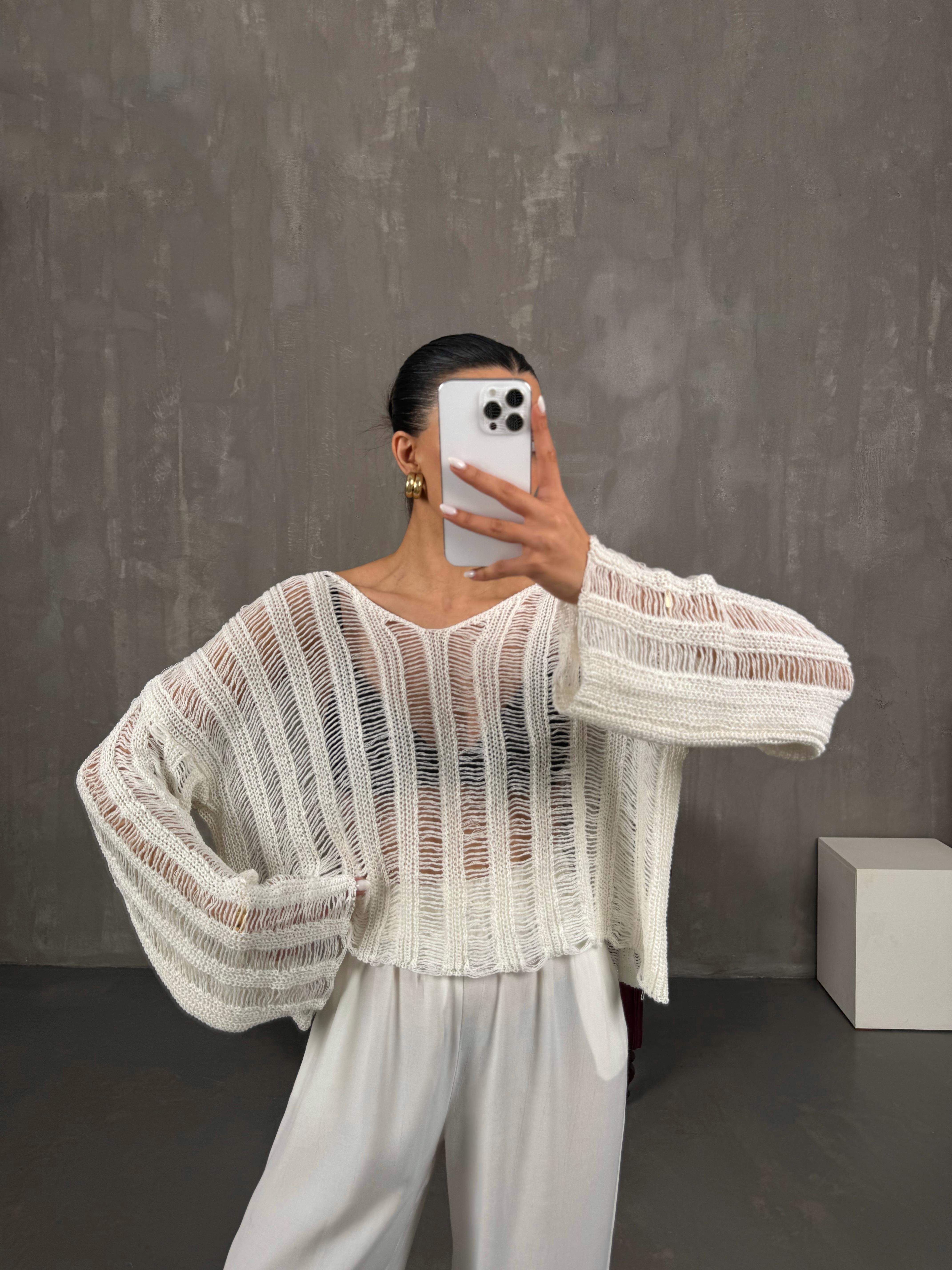 Beyaz Ajurlu Triko Gaus00027GausTRİKOGU1001061