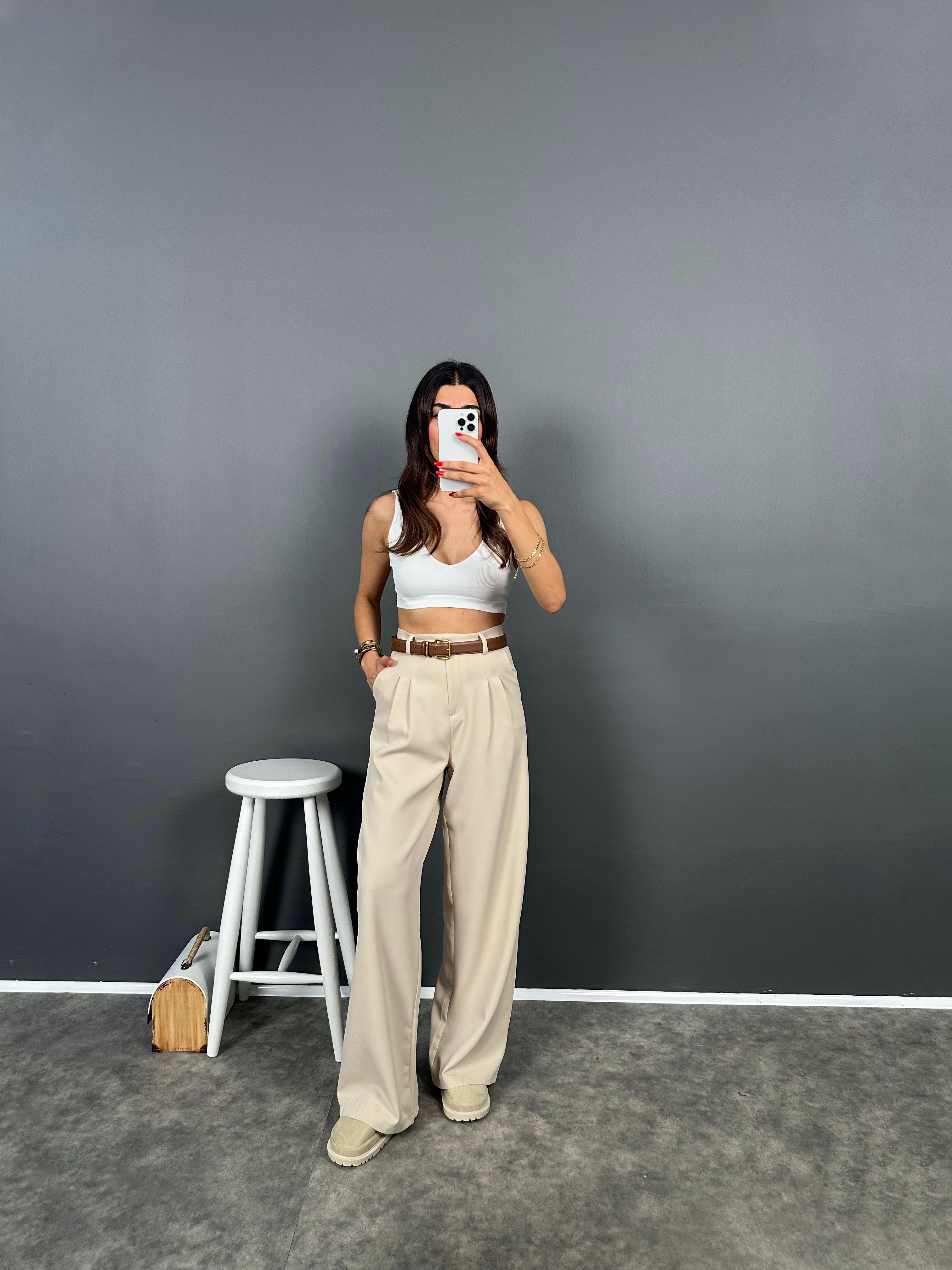 Fado Taş Kumaş Palazzo Pantolon