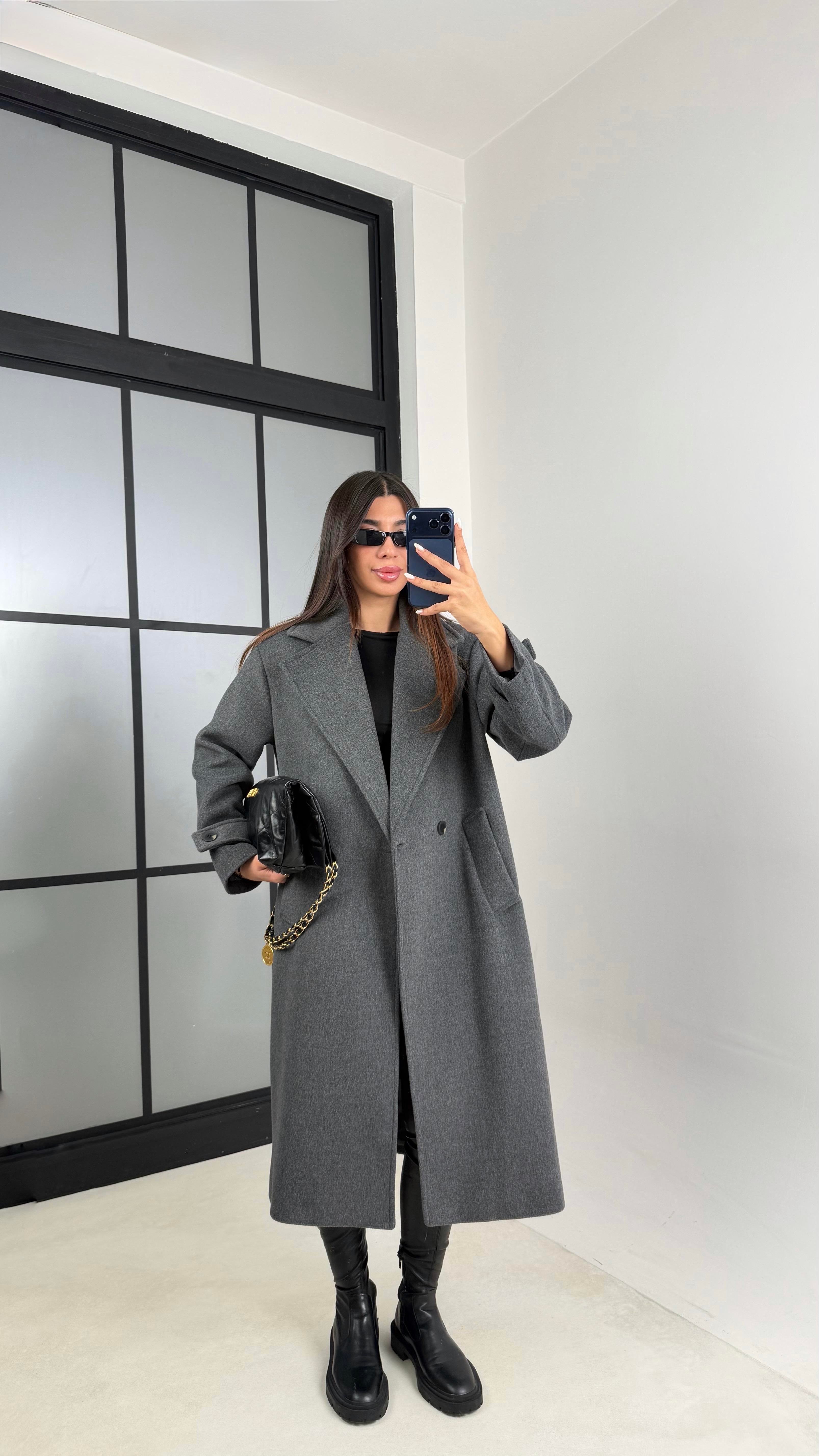 Antrasit MD Muadil Astarlı Kaşe Kaban GAUS-00613GAUSKABANGAUS-00613