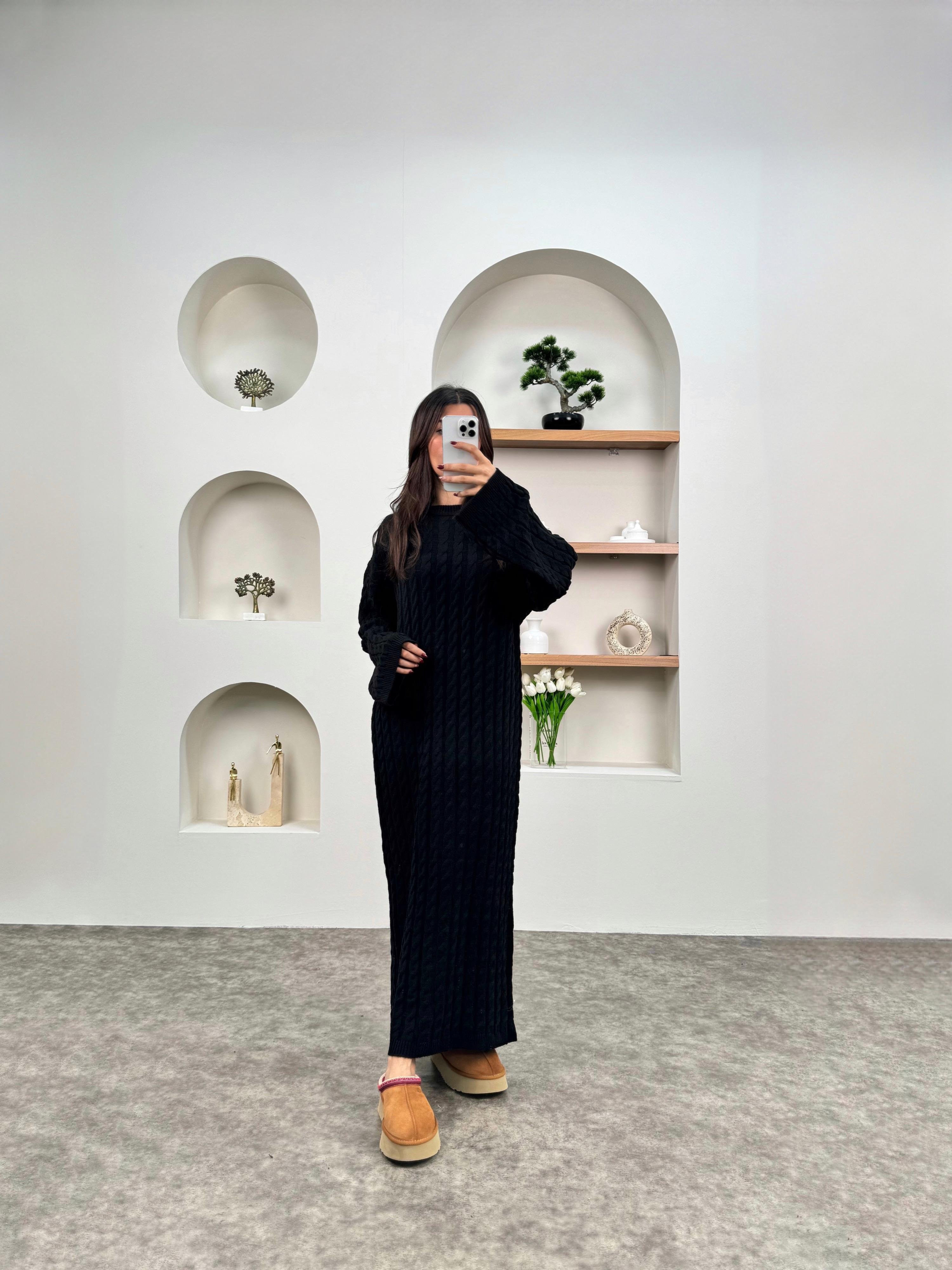 Vivet Siyah Örgülü Triko ElbiseGausELBİSEGU00903508