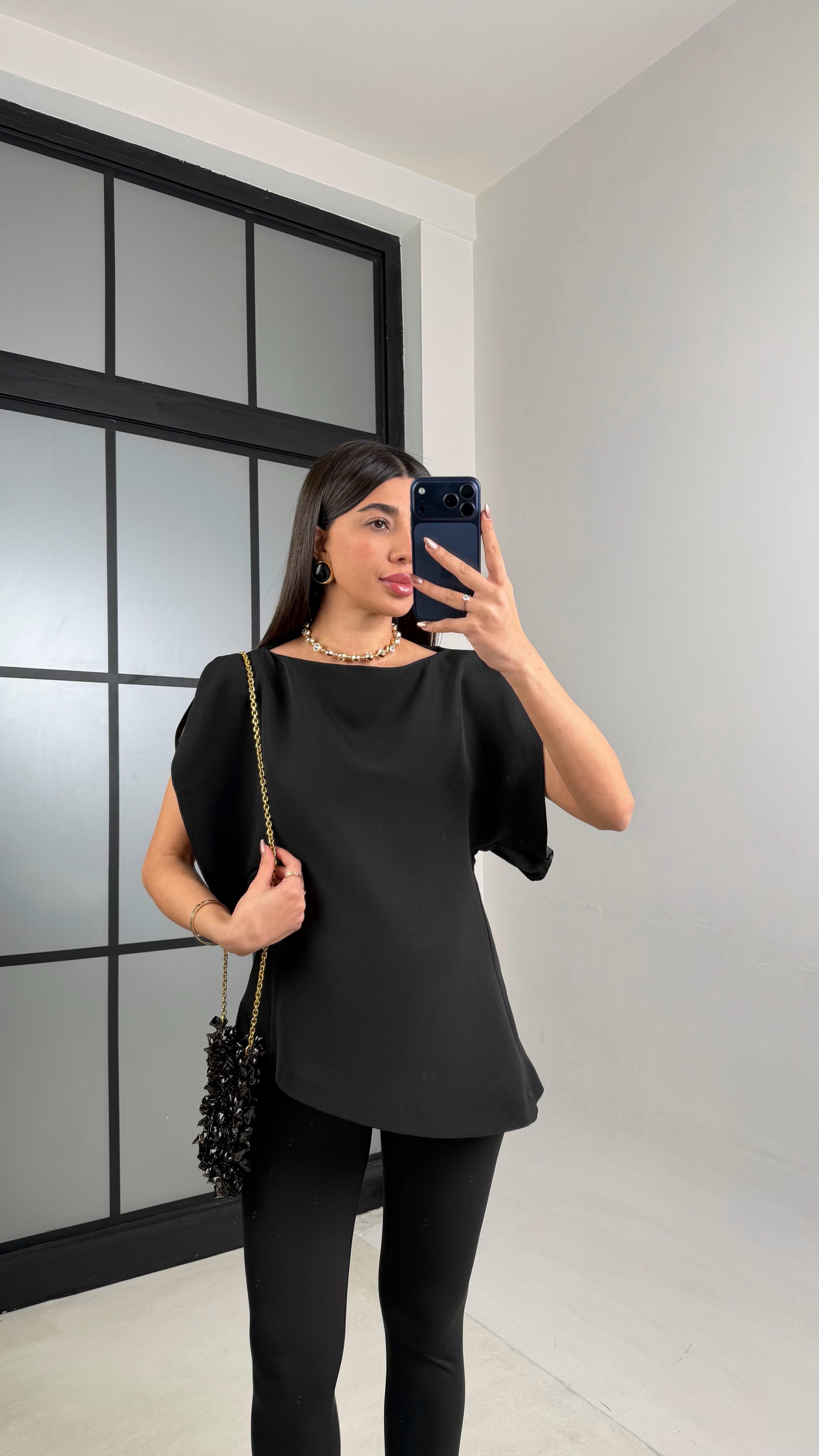 Siyah Balon Kol Bluz GAUS-01126GAUSBLUZGAUS-01126