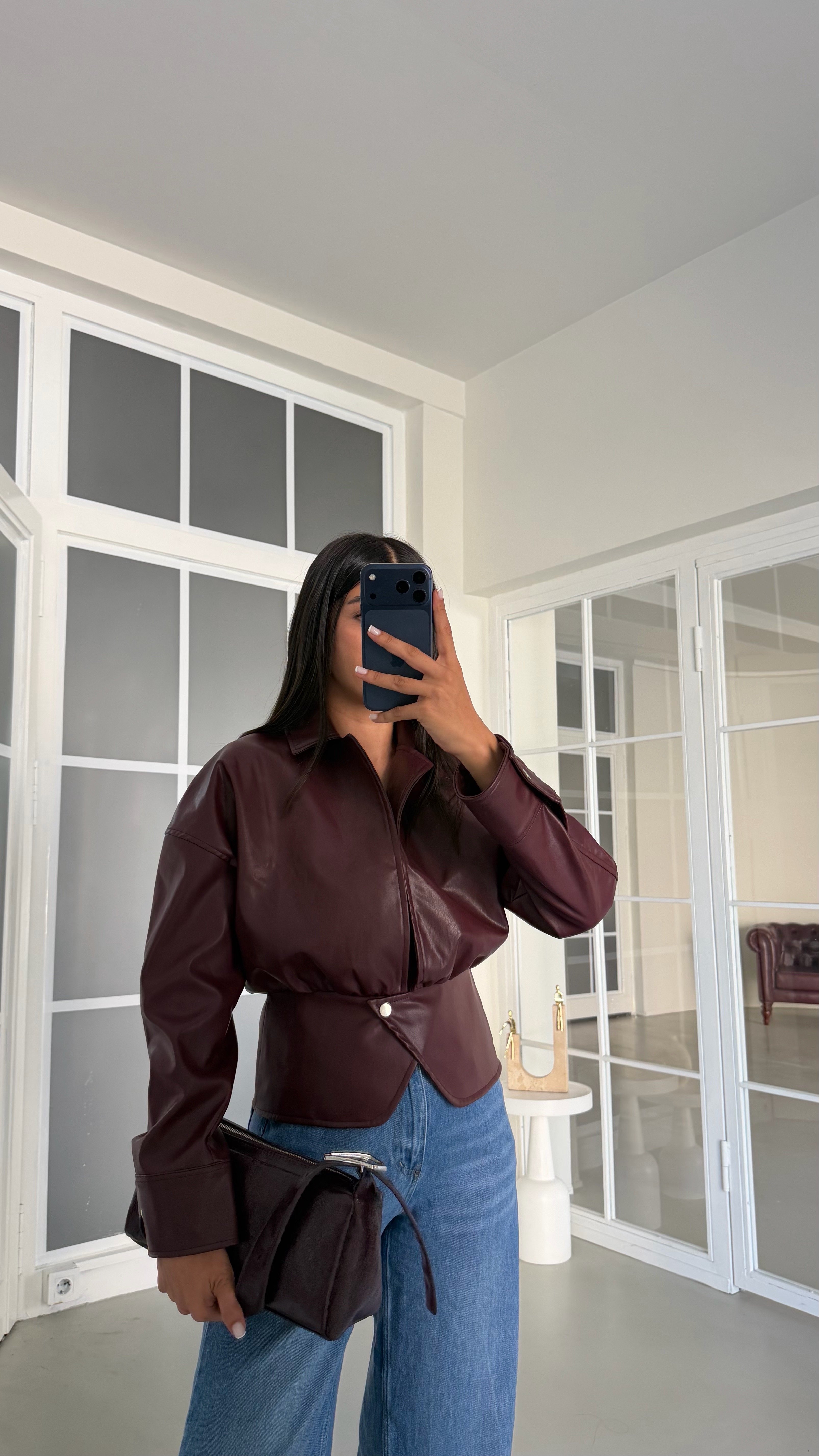 Bordo Düğme Detaylı Premium Deri Ceket GAUS-01992GAUSJacketsGAUS-01992