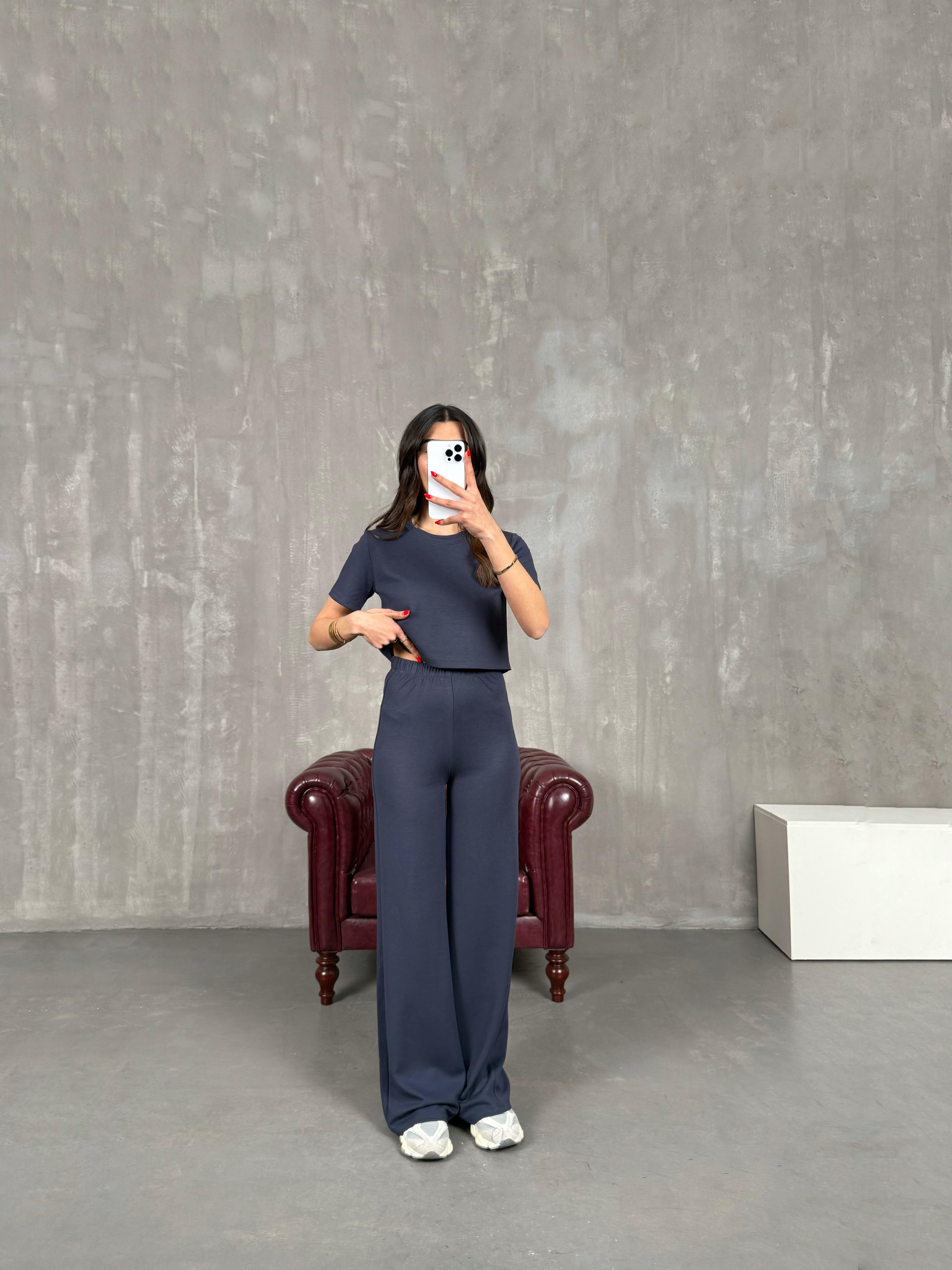 Antrasit Bisiklet Yaka Modal Kumaş Basic Takım Gaus00170GausTAKIMGU1001396