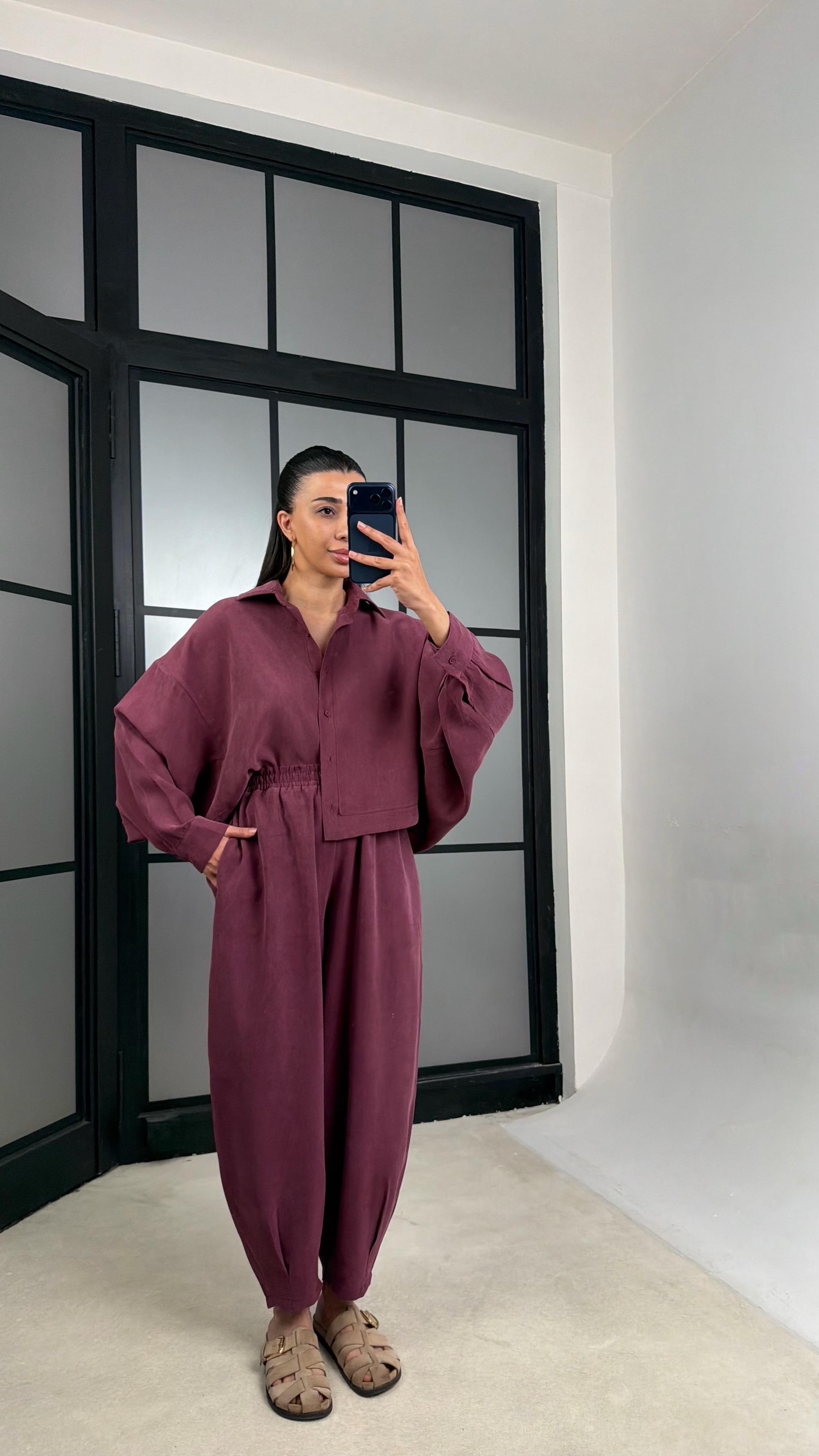 Mürdüm MD Muadil Gömlek Beli Lastikli Şalvar Pantolon Tencel Takım GAUS-01500GAUSTAKIMGAUS-01500