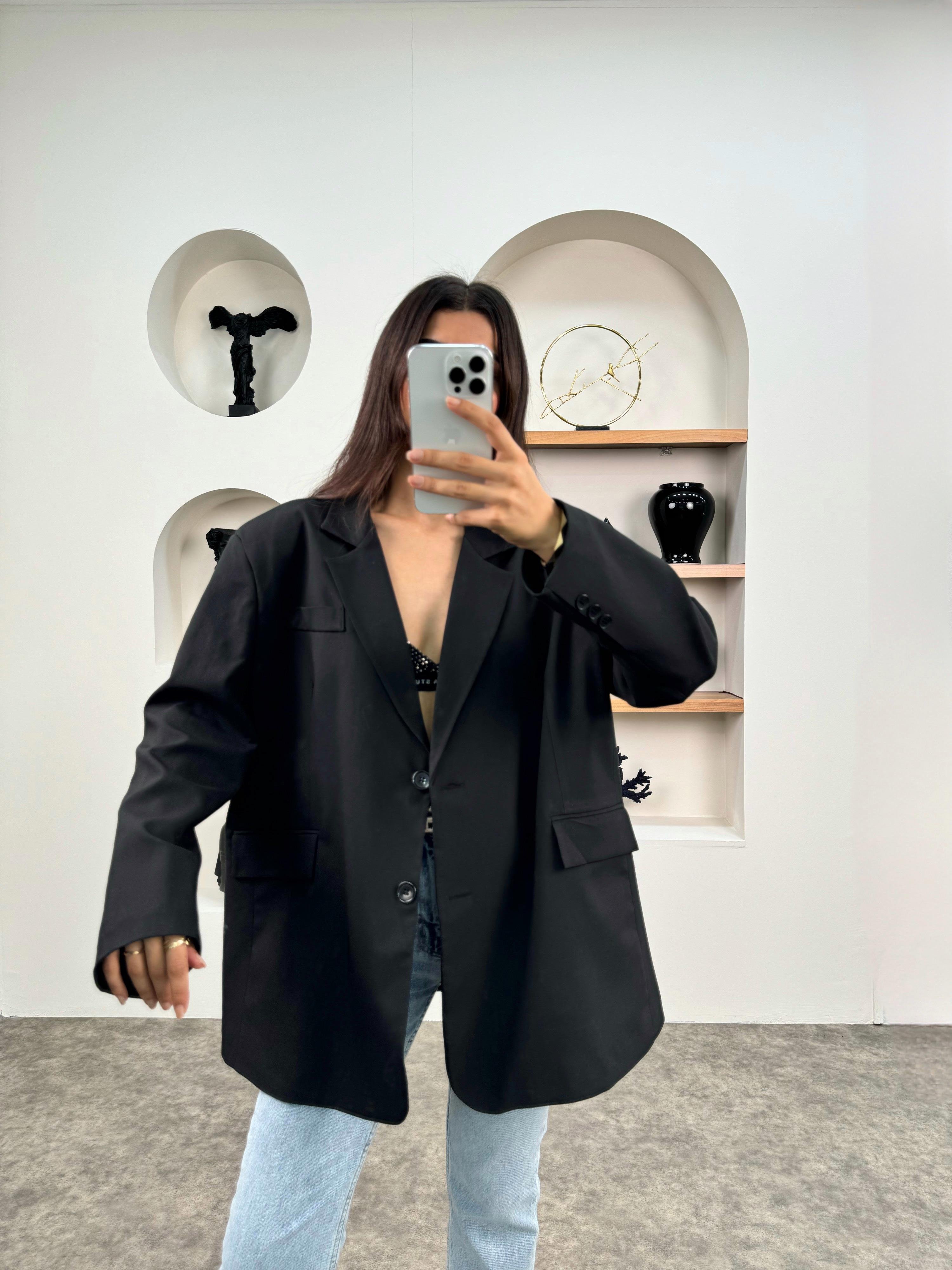 Pecho Siyah Astarlı Blazer Ceket