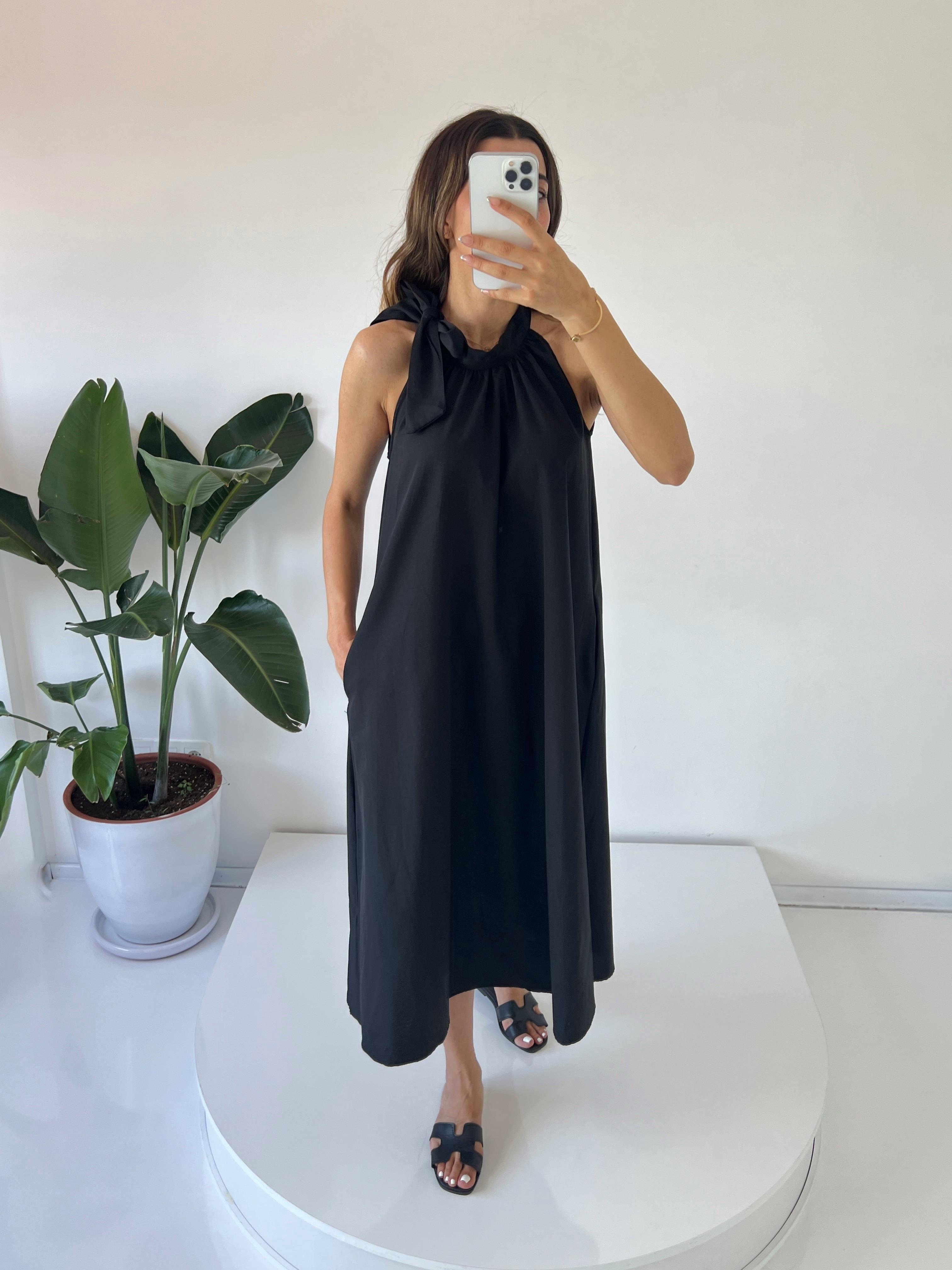 Gipsy Siyah Poplin Kemer Detaylı Mini ElbiseGausELBİSEGU001496