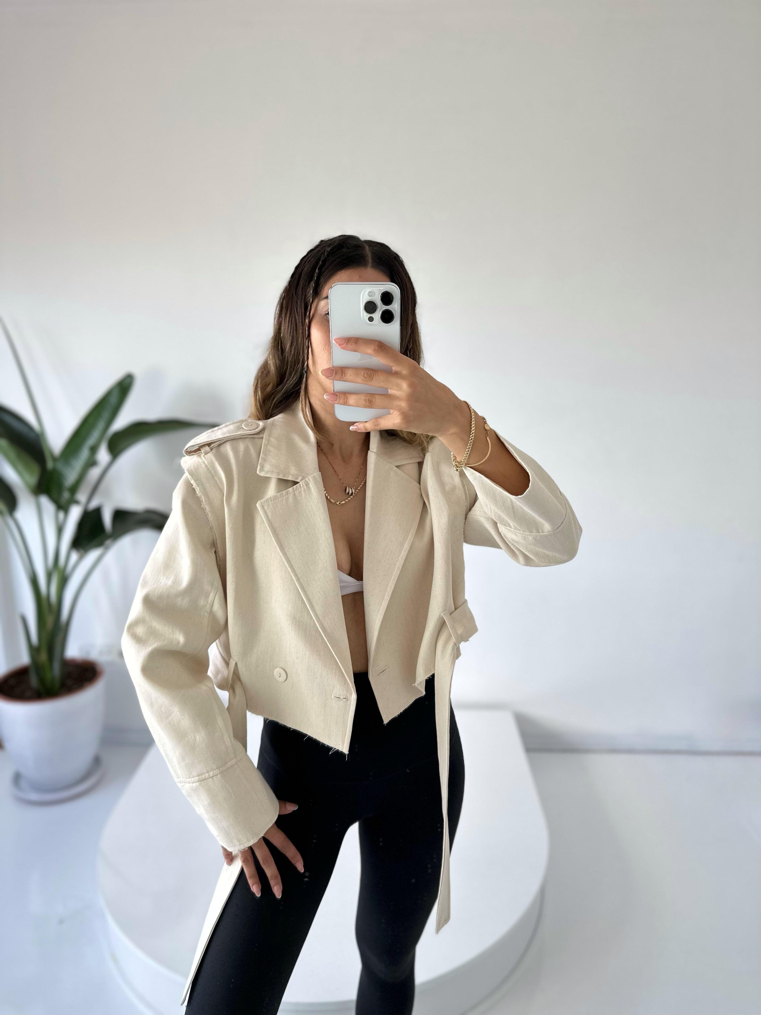 Jamie Krem Kısa Trençkot GausCEKETGU001699