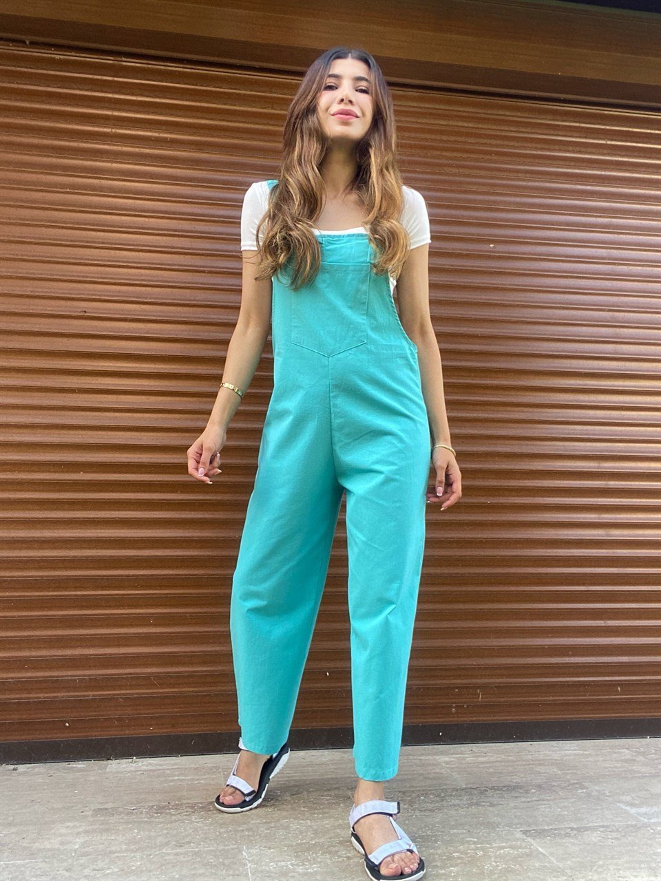 Keten Turkuaz Ön Cepli Bahçıvan TulumGausTULUMGU00321