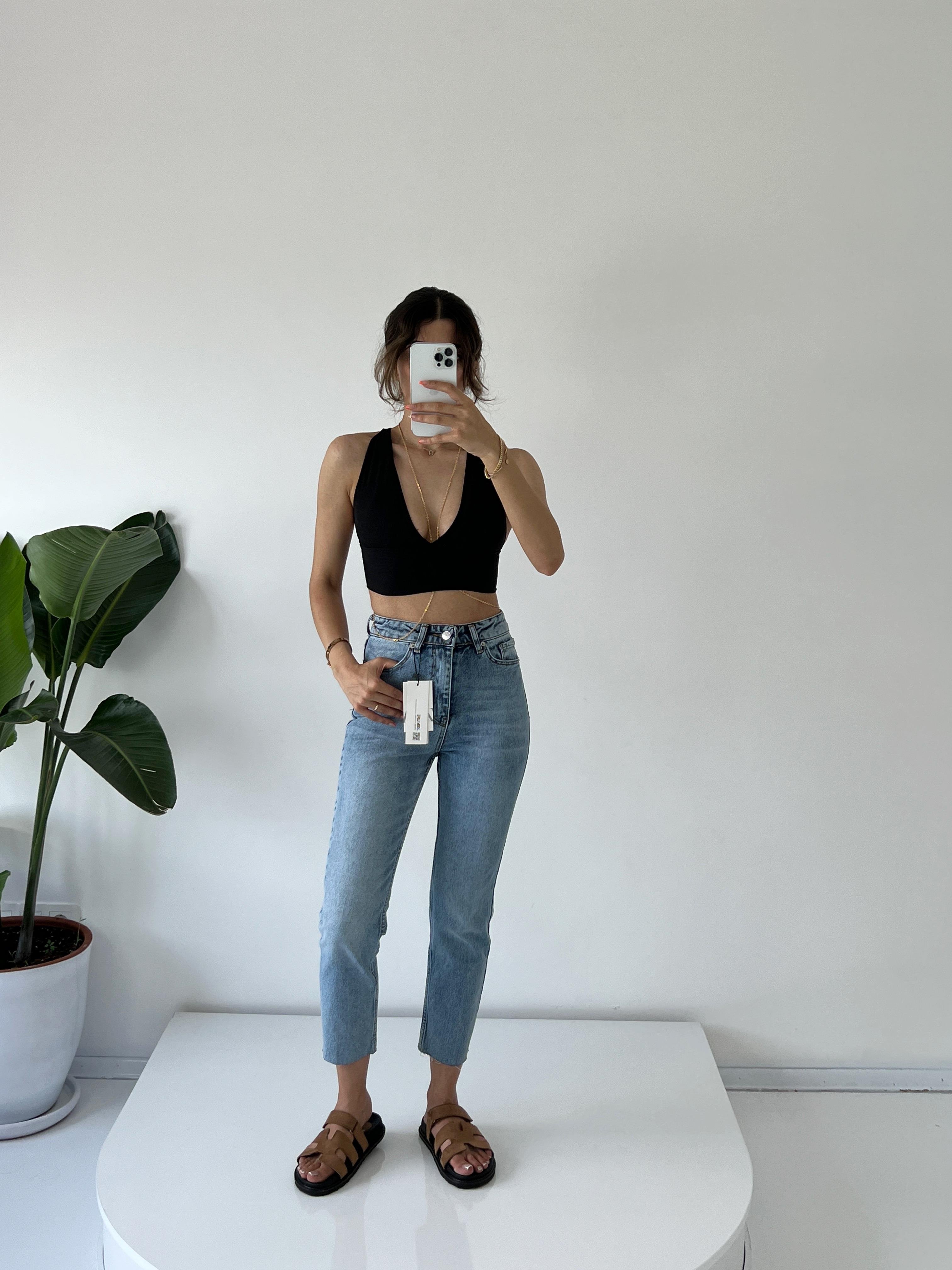 Mid Blue Yüksel Bel Slim Fit Jean