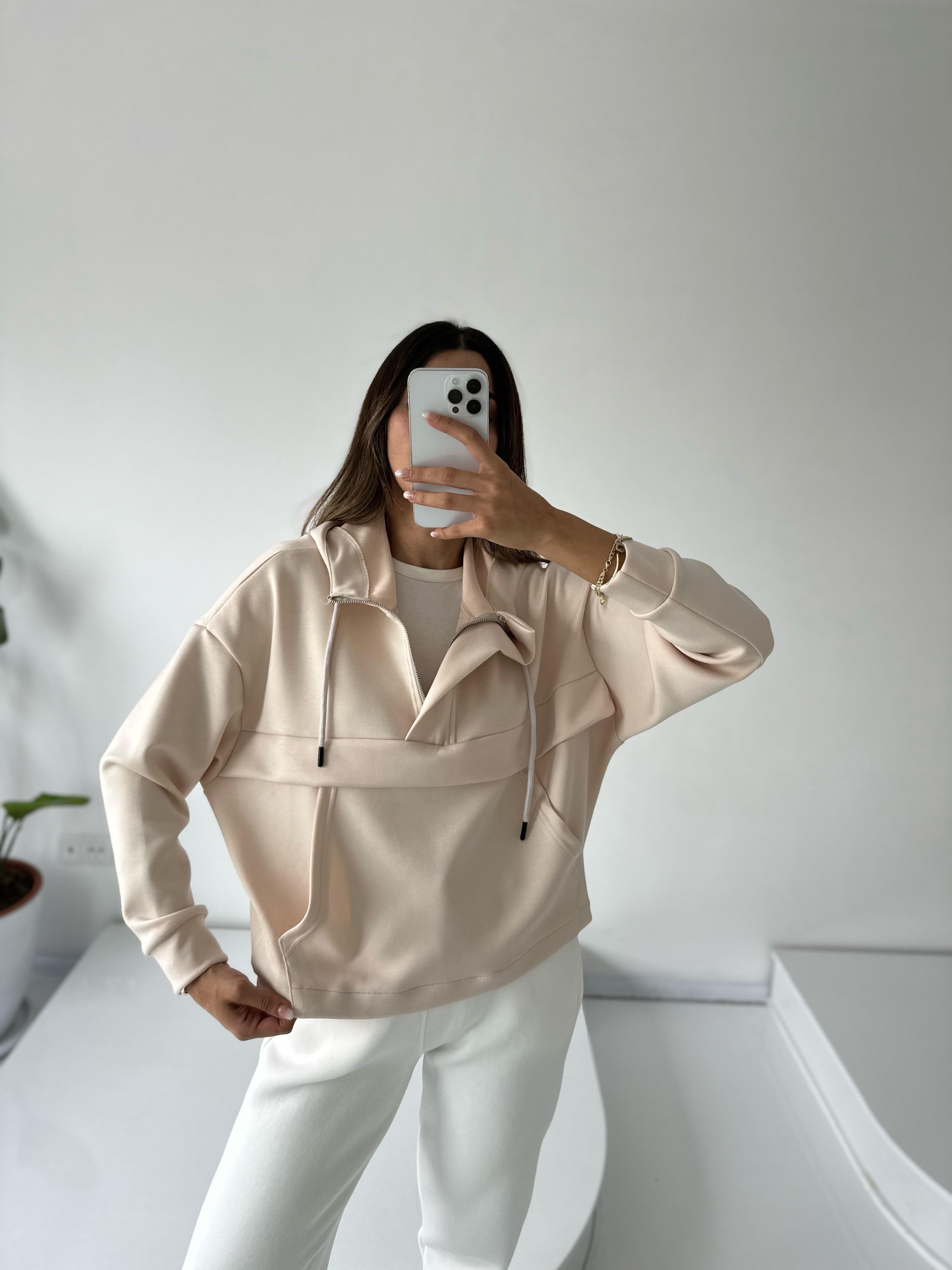Minsu Bej Oys Kumaş SweatshirtGausSWEATSHIRTGU002277