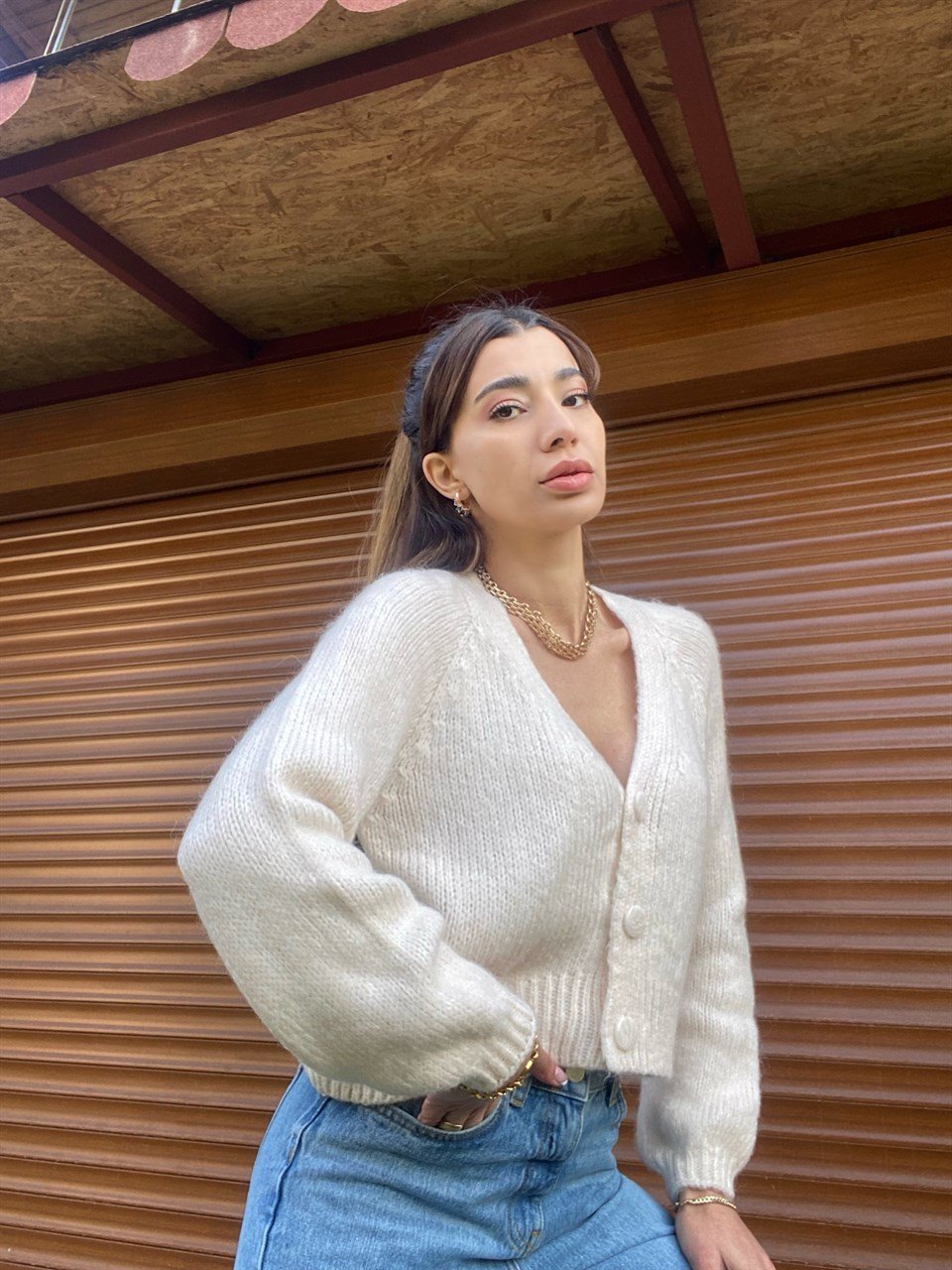 Orijinal Marka Ekru Hırka 