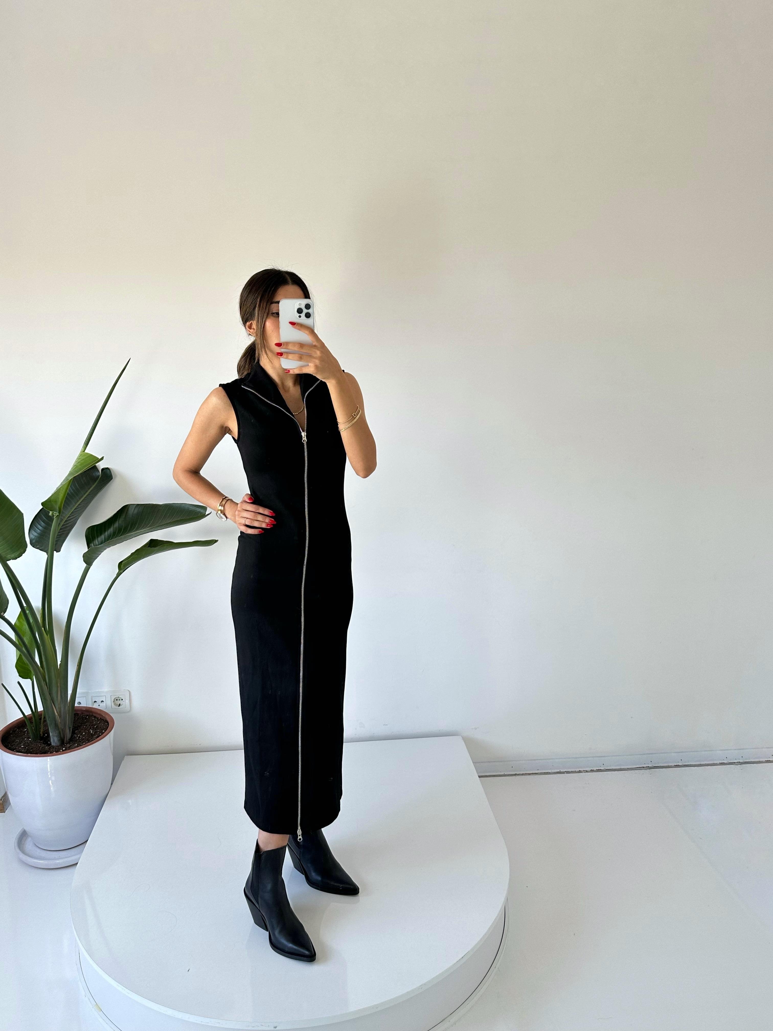 Premium Siyah Fermuarlı Basic ElbiseGausELBİSEGU001898