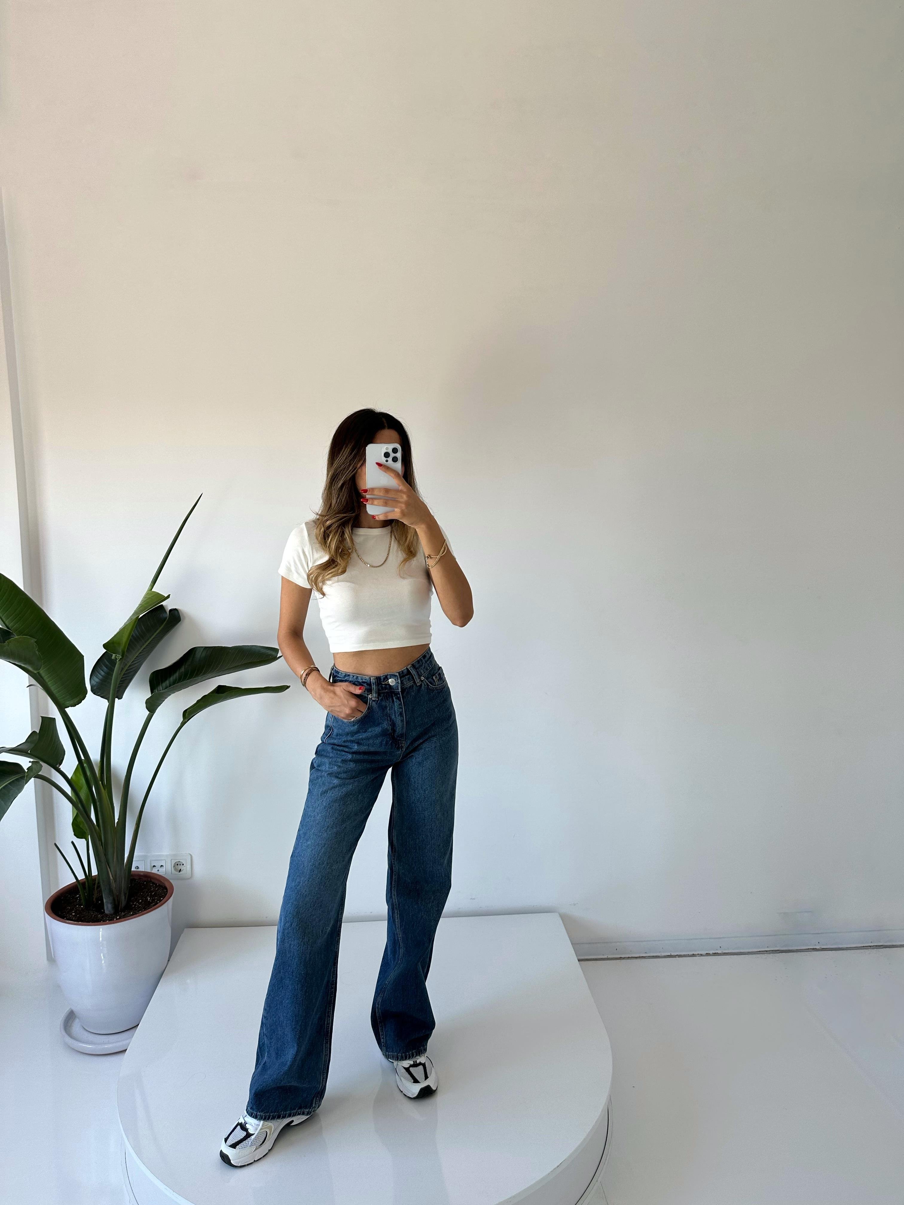 Prime Dark Blue Wide Leg Palazzo Jean