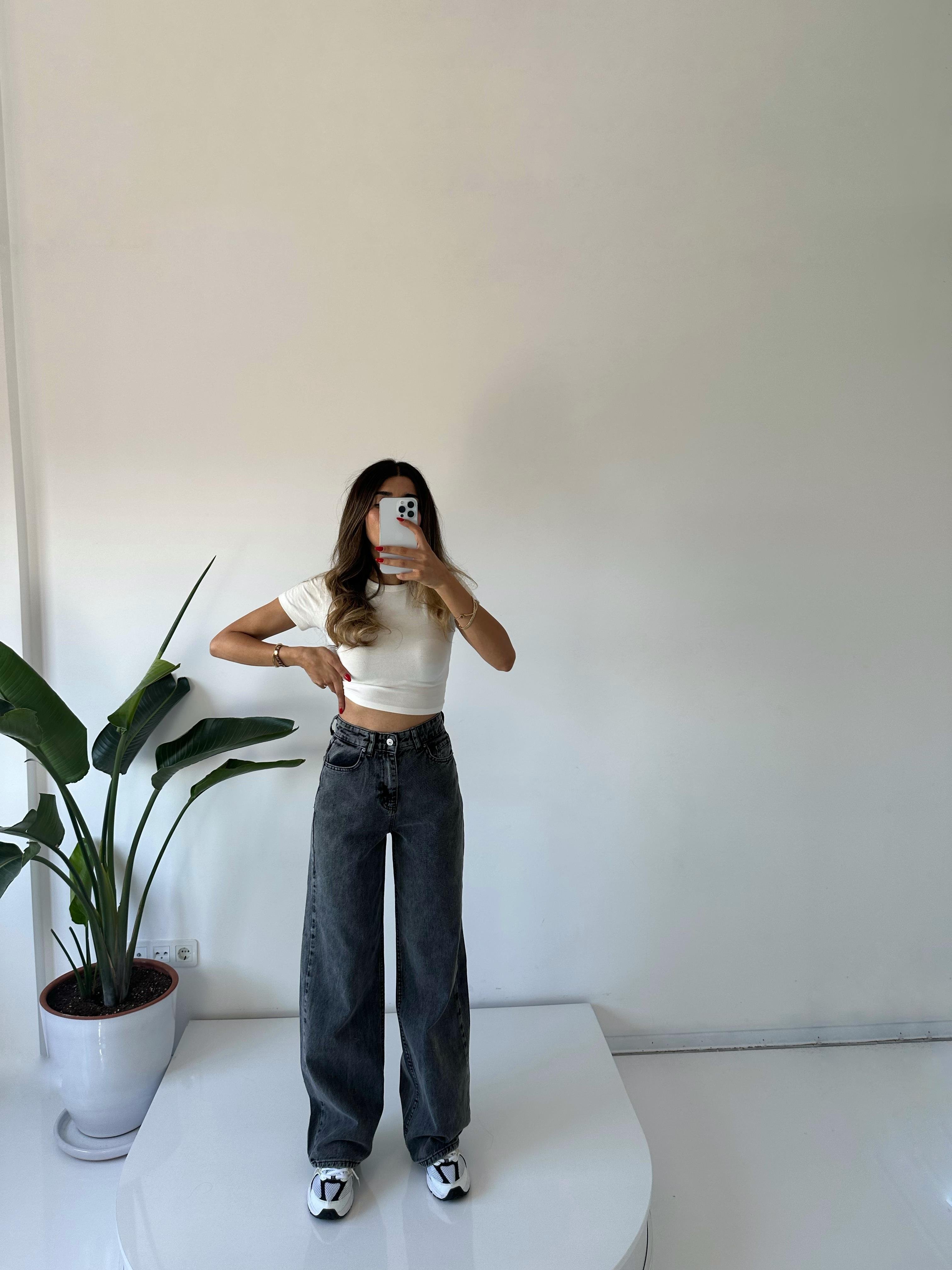 Prime Füme Wide Leg Palazzo Jean 