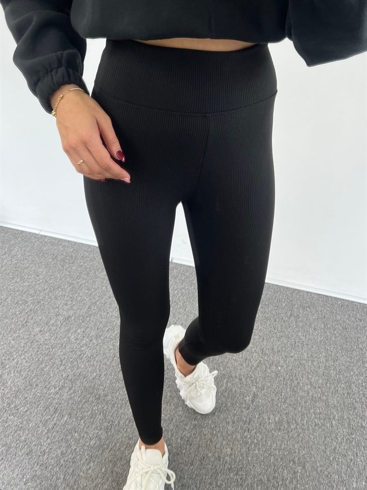 Siyah İçi Şardonlu Fitilli TaytGausTAYTGU00608